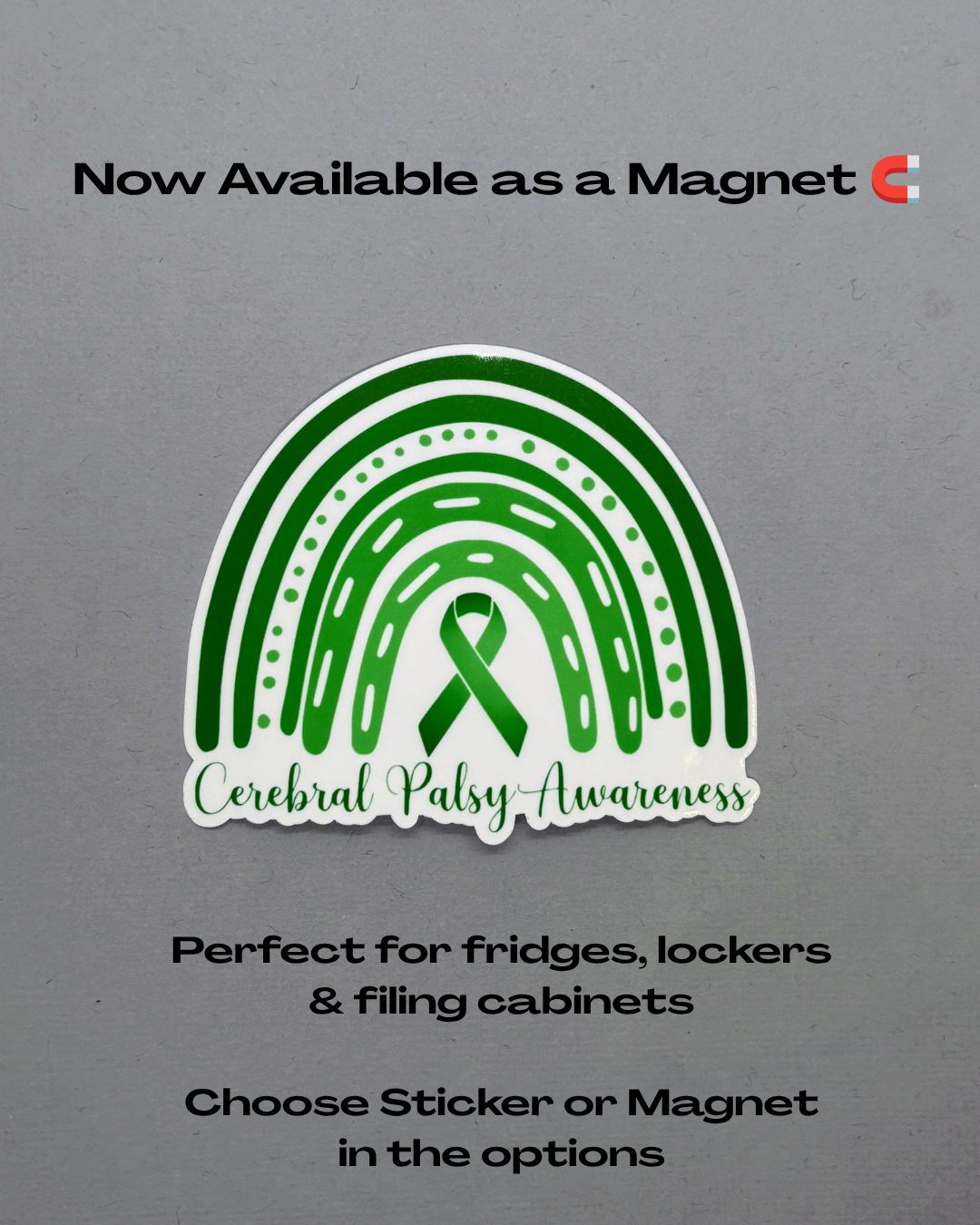 Cerebral Palsy Awareness Rainbow Sticker or Magnet