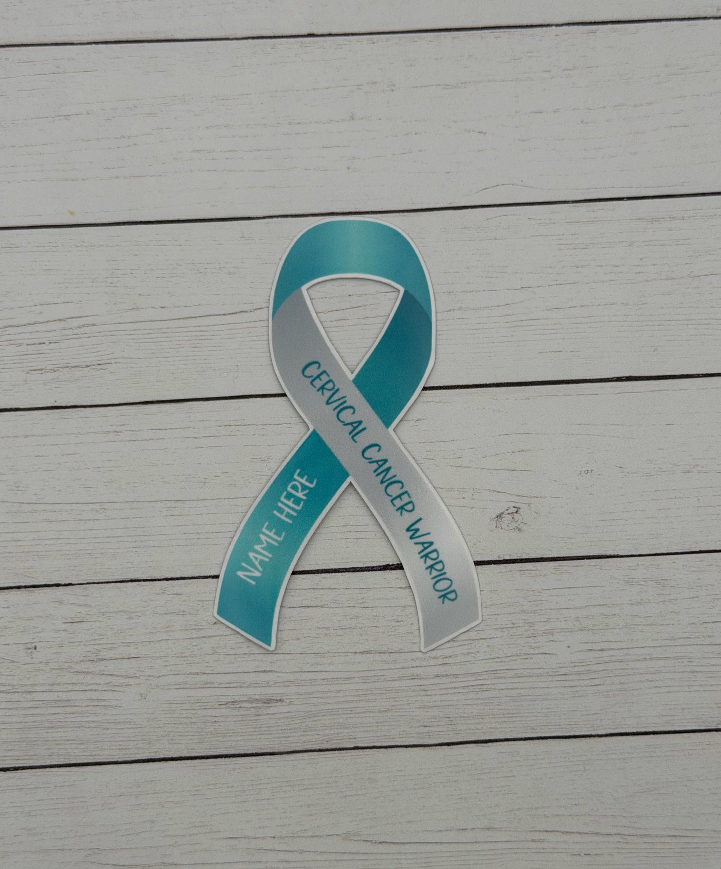 Cervical Cancer Warrior Custom Ribbon Sticker