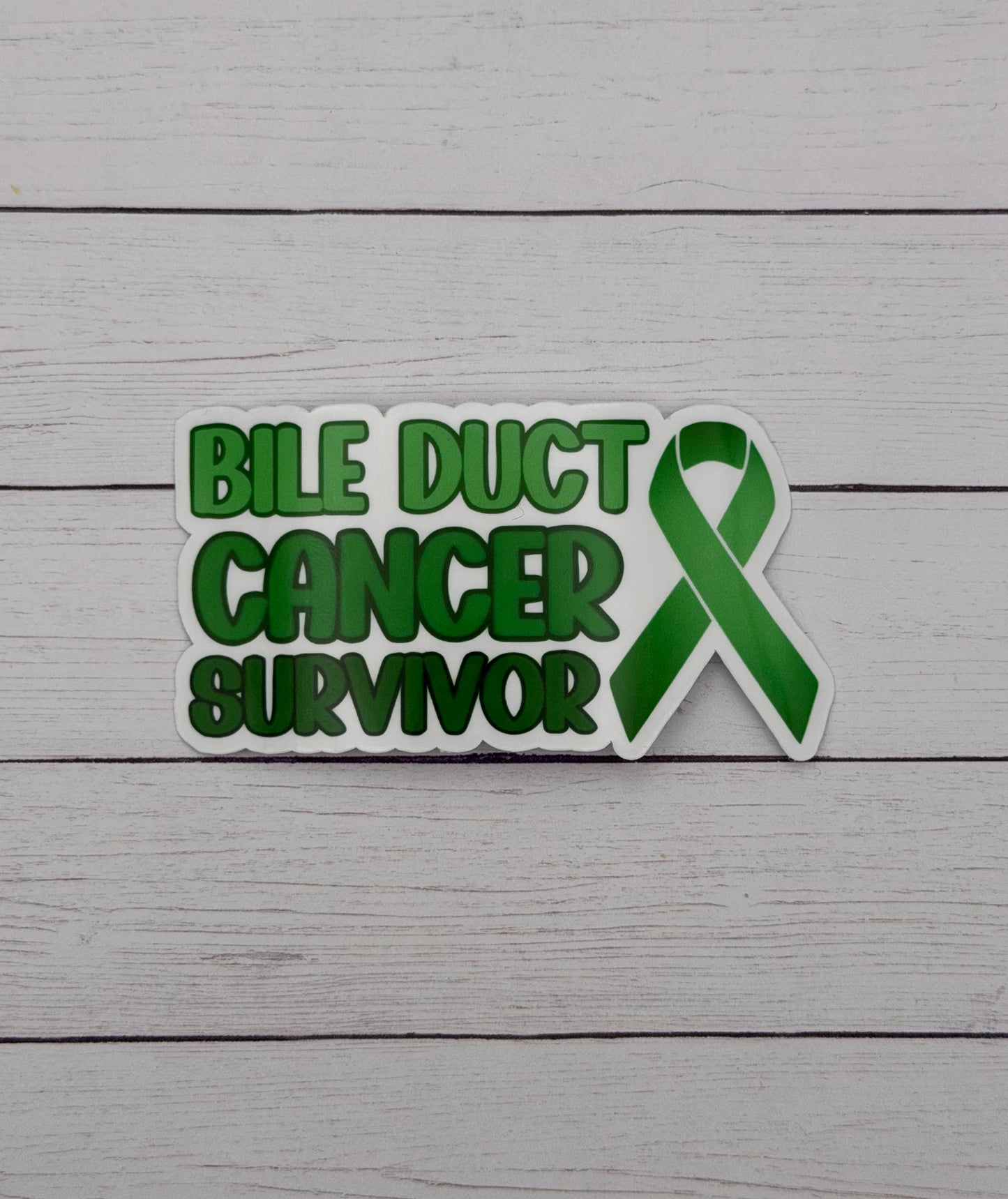 Bile Duct Cancer Survivor with Ribbon Sticker