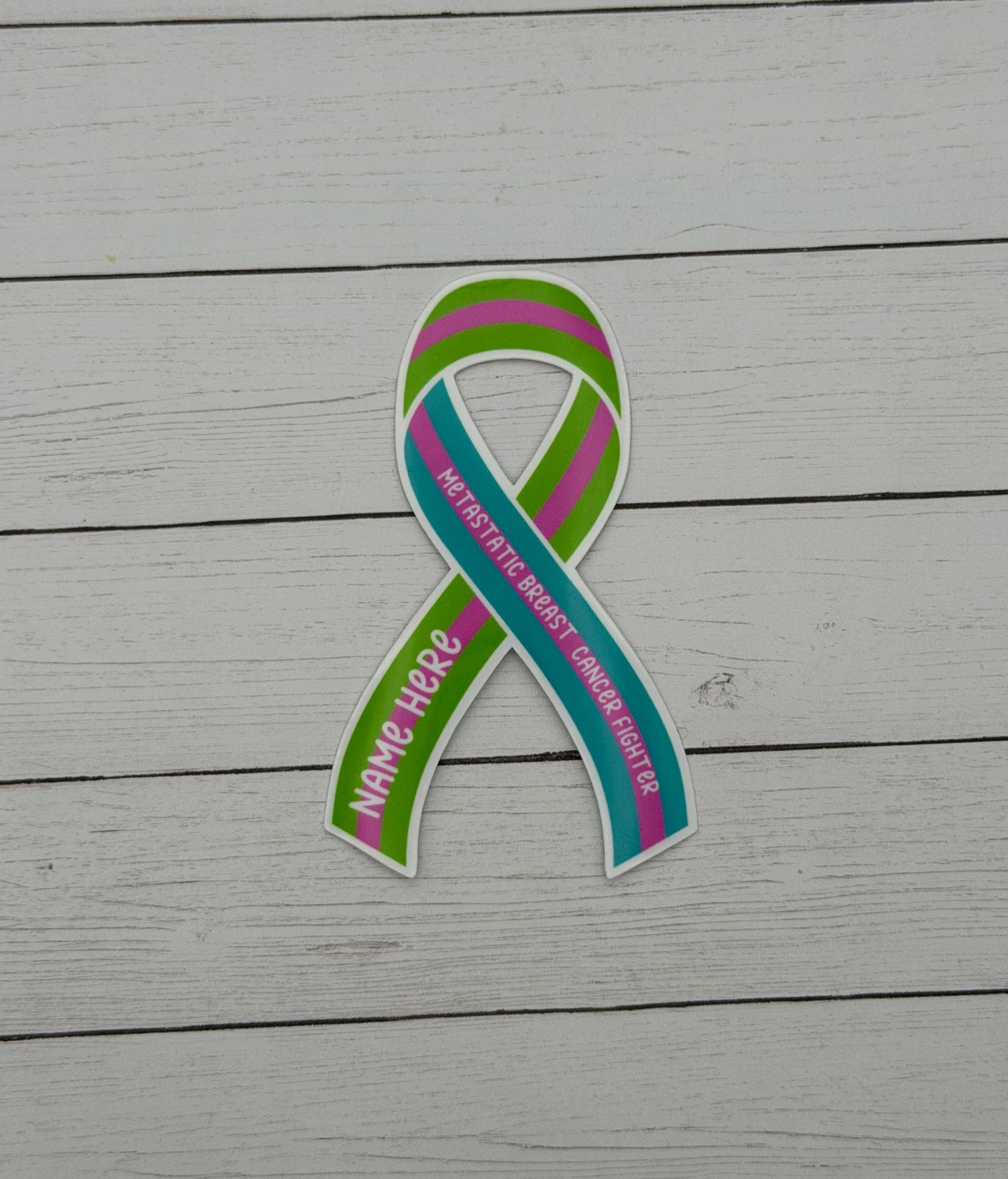 Metastatic Breast Cancer Fighter Custom Ribbon Sticker