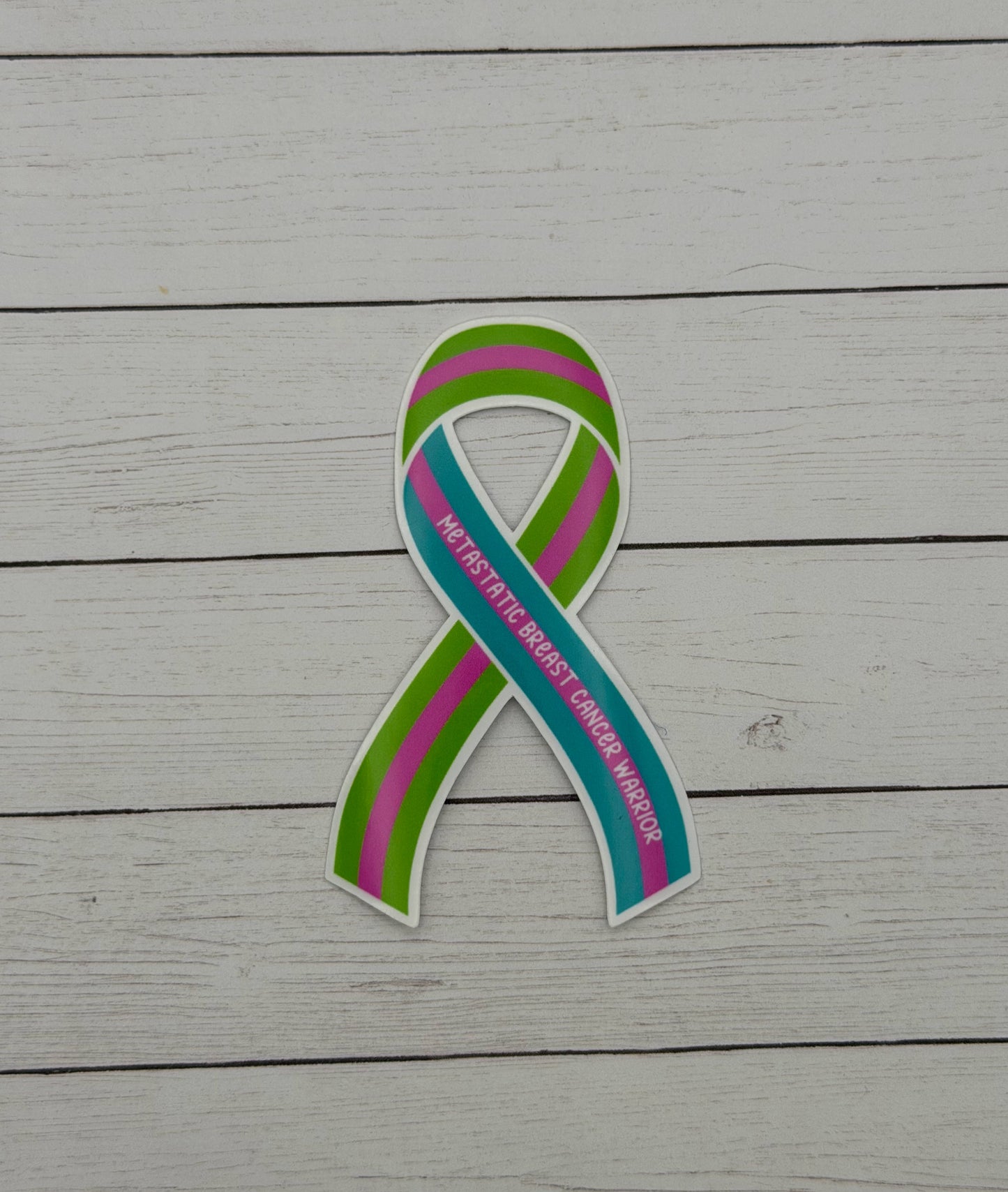 Metastatic Breast Cancer Warrior Ribbon Sticker