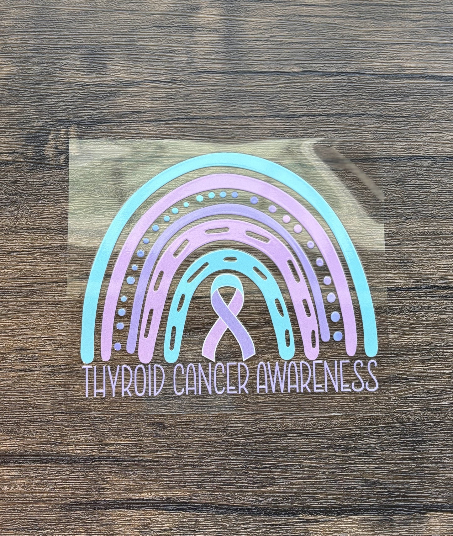 Thyroid Cancer Awareness Rainbow Car Decal