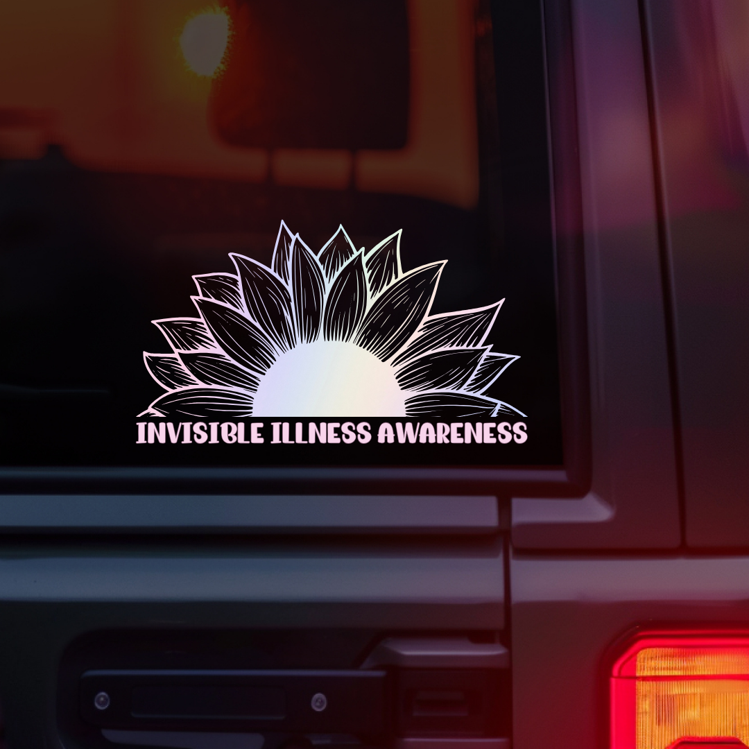 Invisible Illness Awareness Sunflower Car Decal