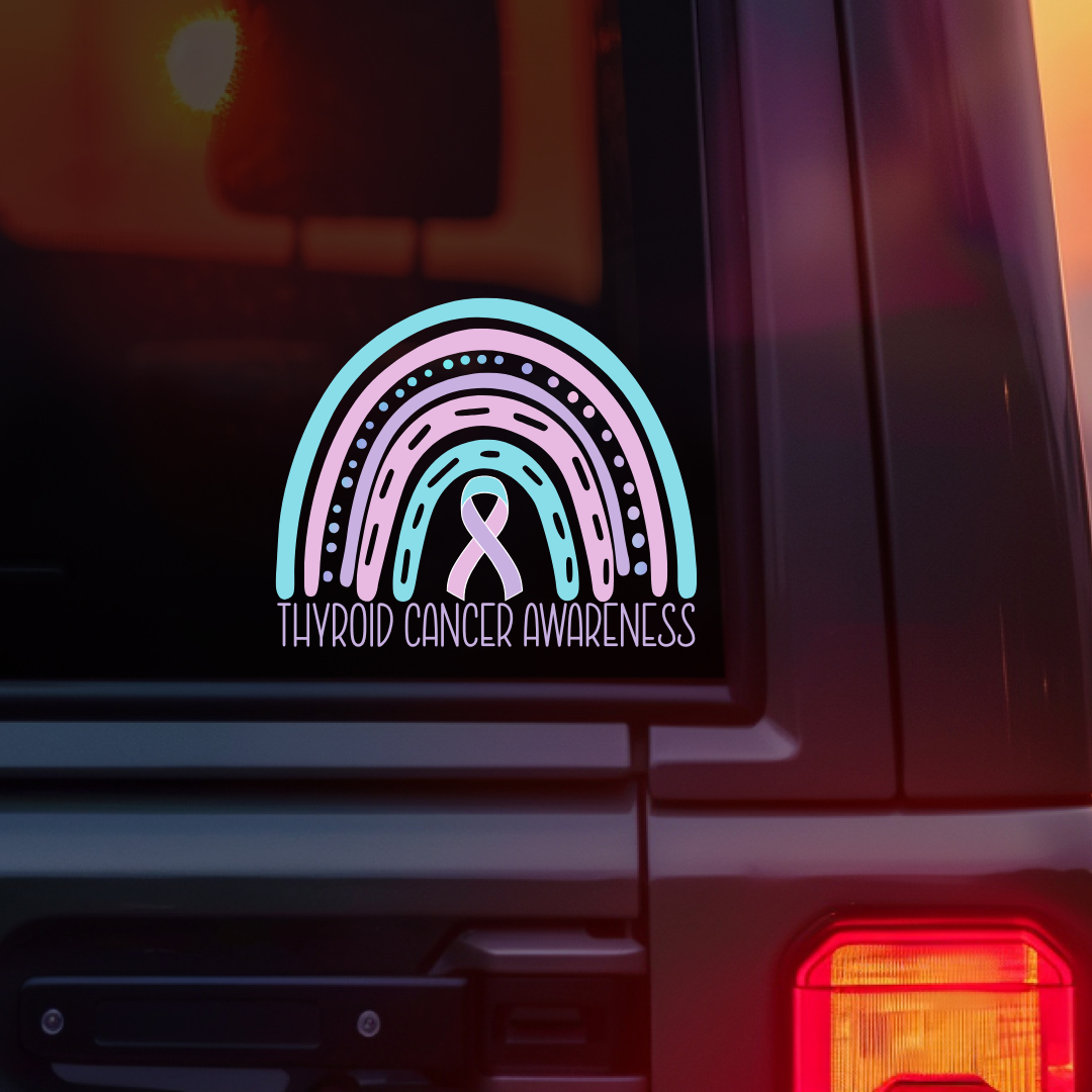 Thyroid Cancer Awareness Rainbow Car Decal