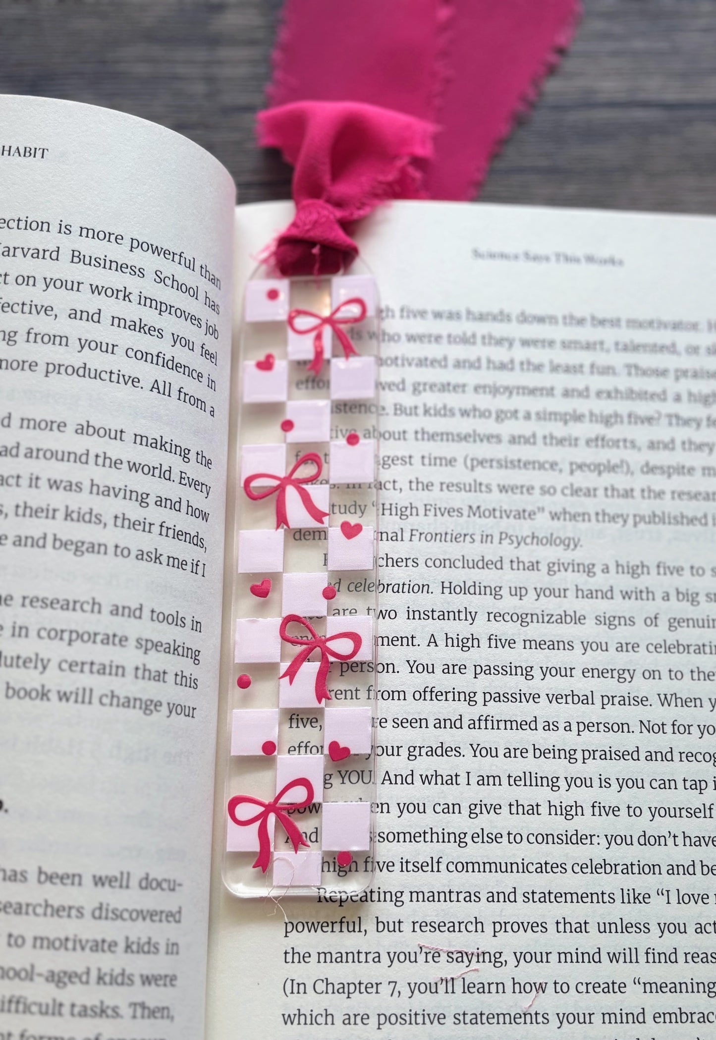 Checkered & Pink Bows Bookmark
