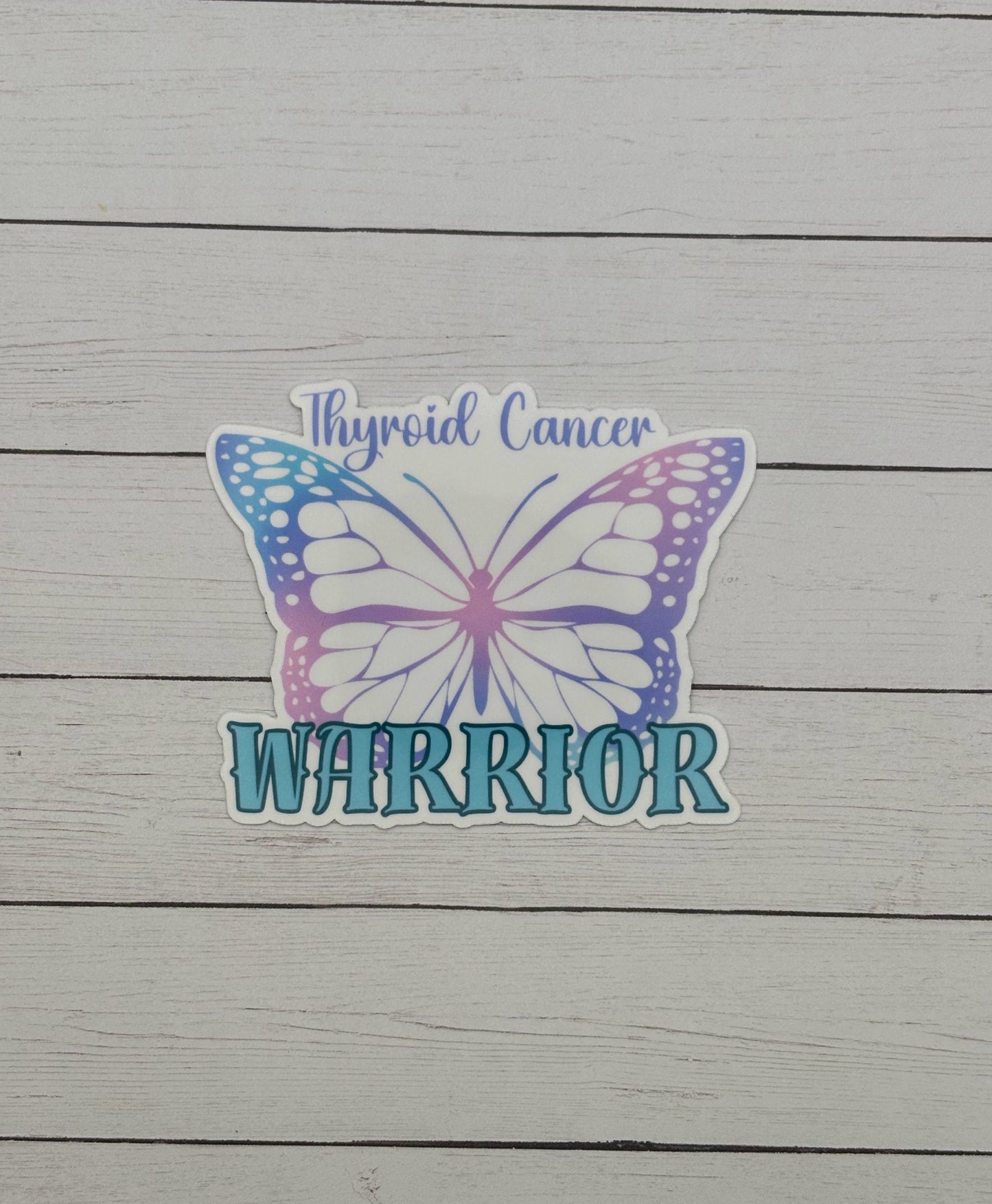 Thyroid Cancer Warrior Butterfly Sticker