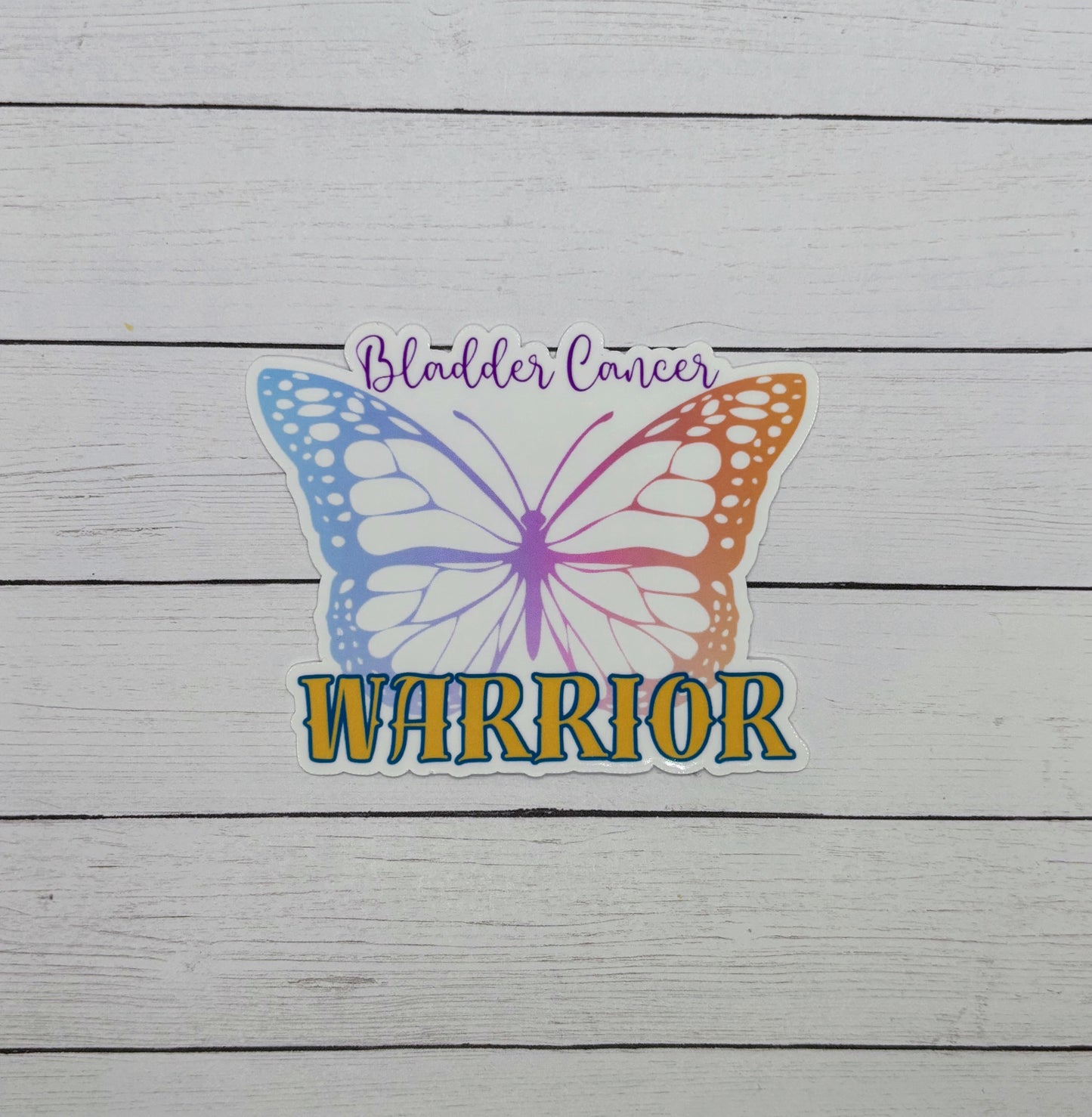 Bladder Cancer Warrior Butterfly Sticker or Magnet