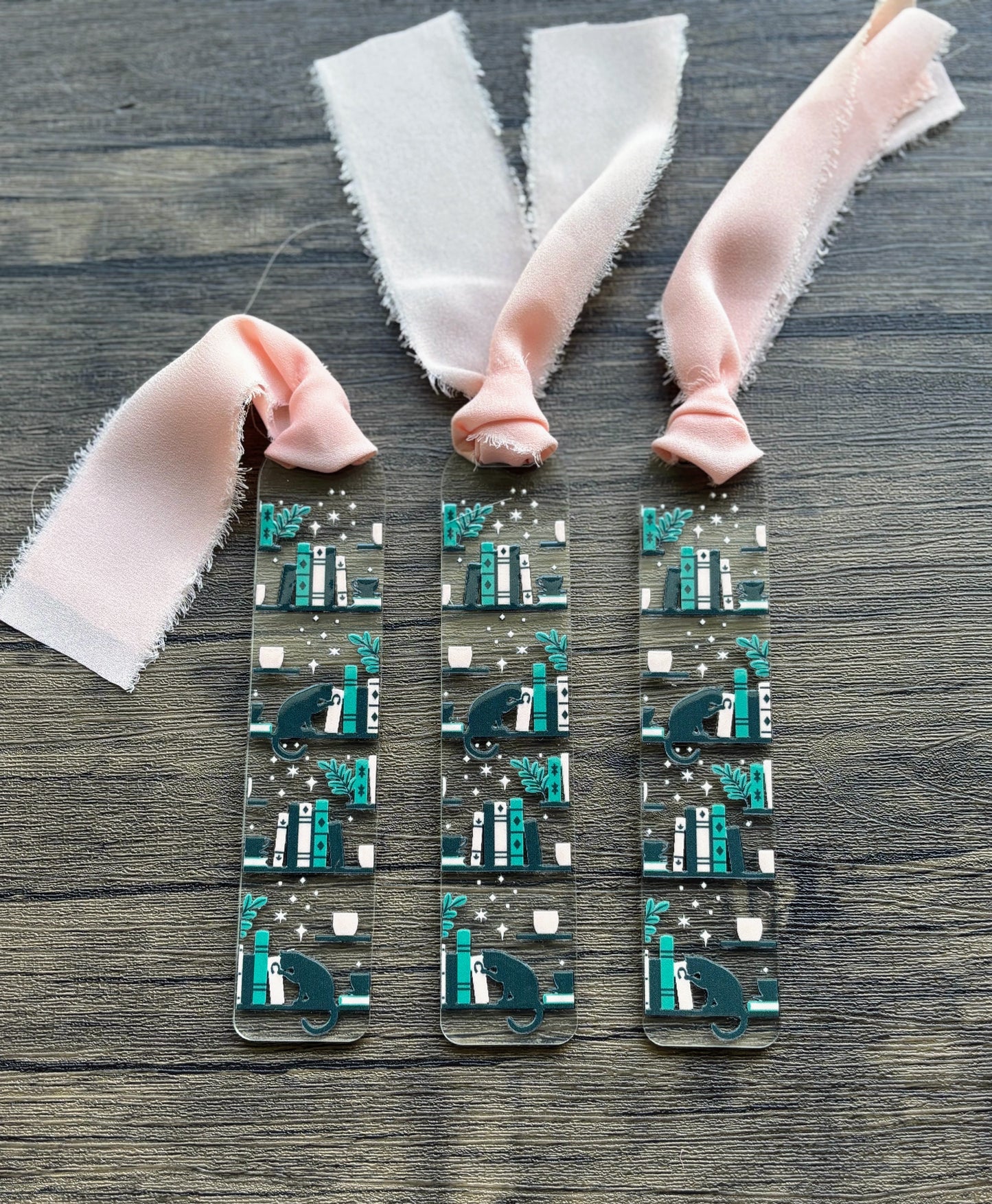 Cats & Bookshelf Boho Bookmark