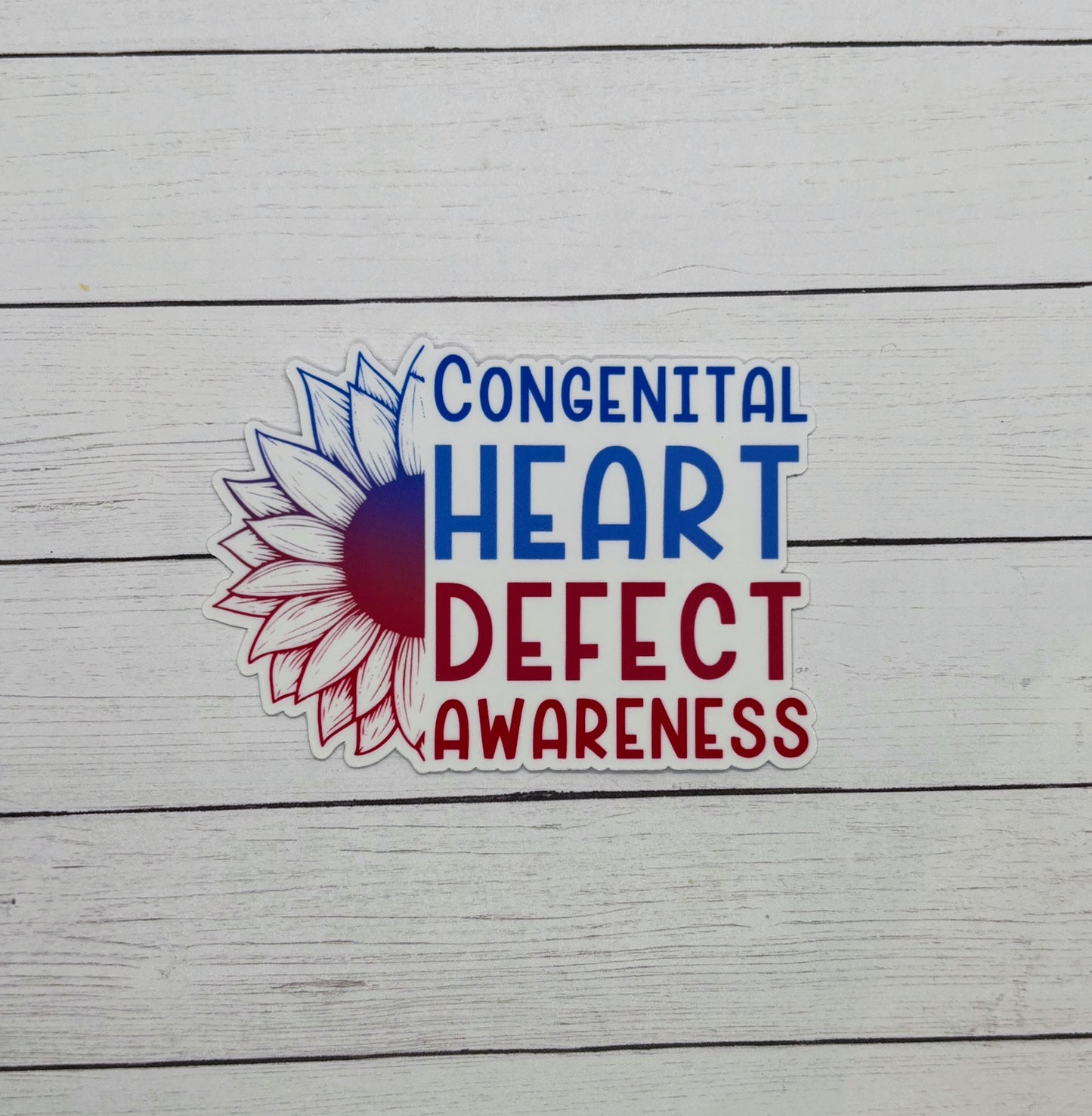 Congenital Heart Defect Awareness Sunflower Sticker or Magnet
