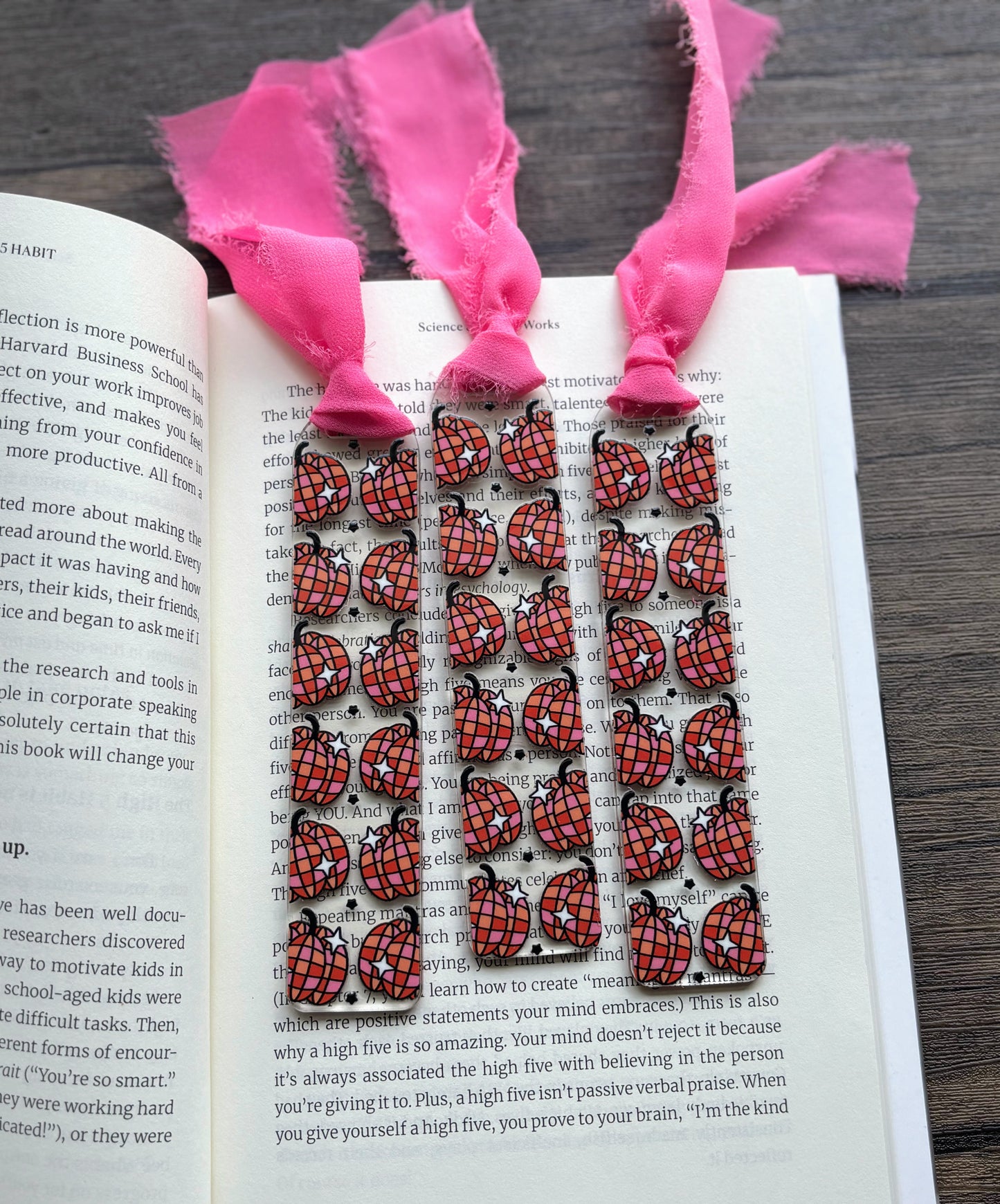 Pink & Orange Disco Pumpkin Bookmark