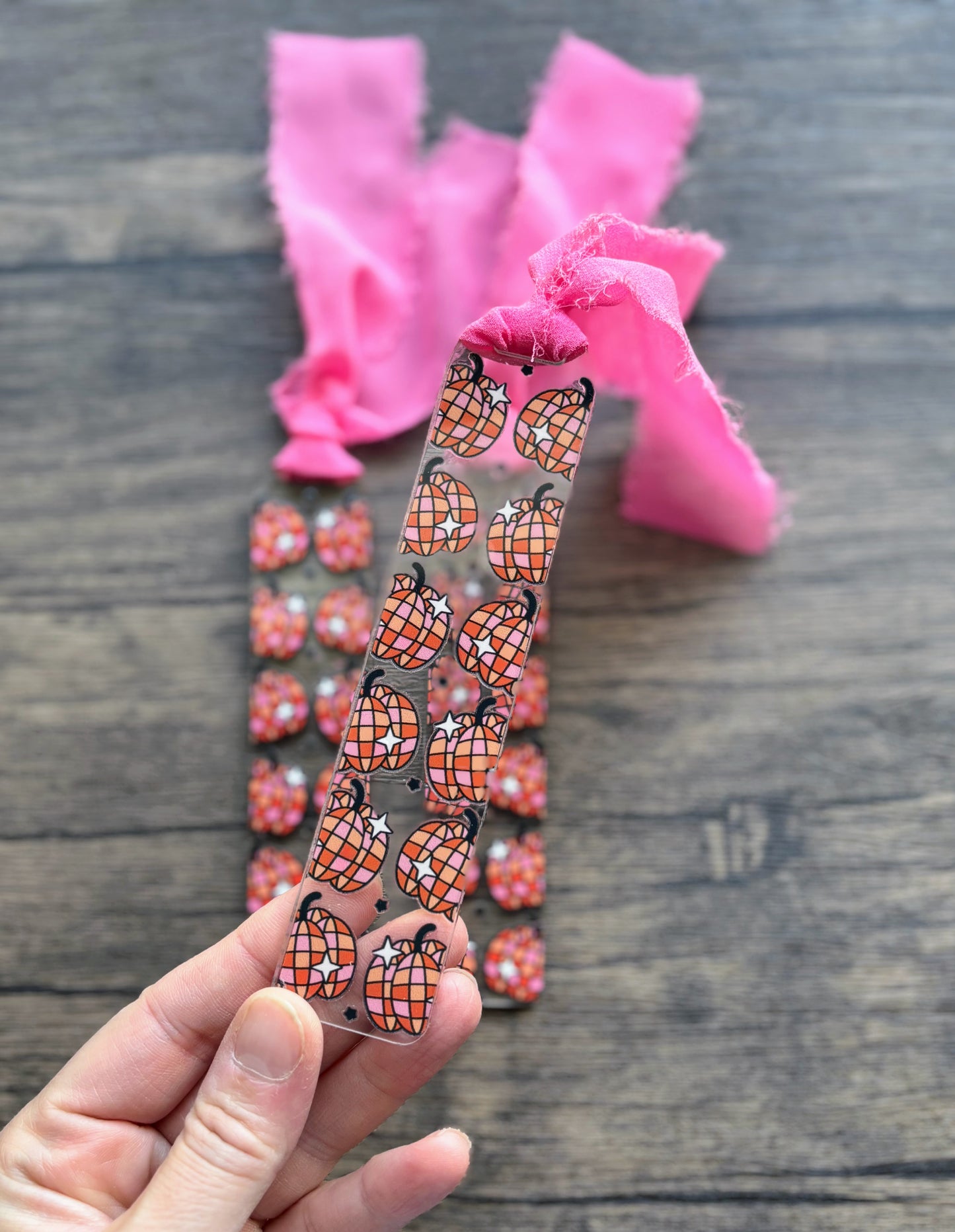 Pink & Orange Disco Pumpkin Bookmark