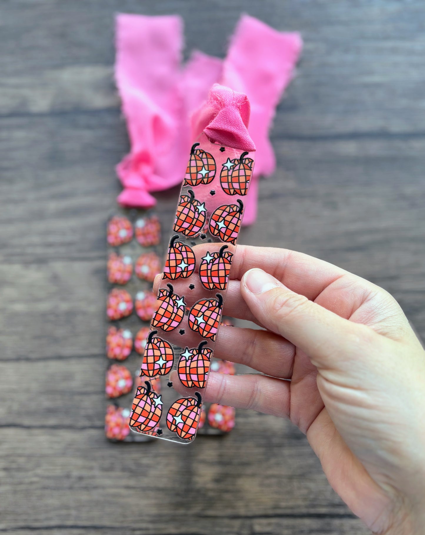 Pink & Orange Disco Pumpkin Bookmark