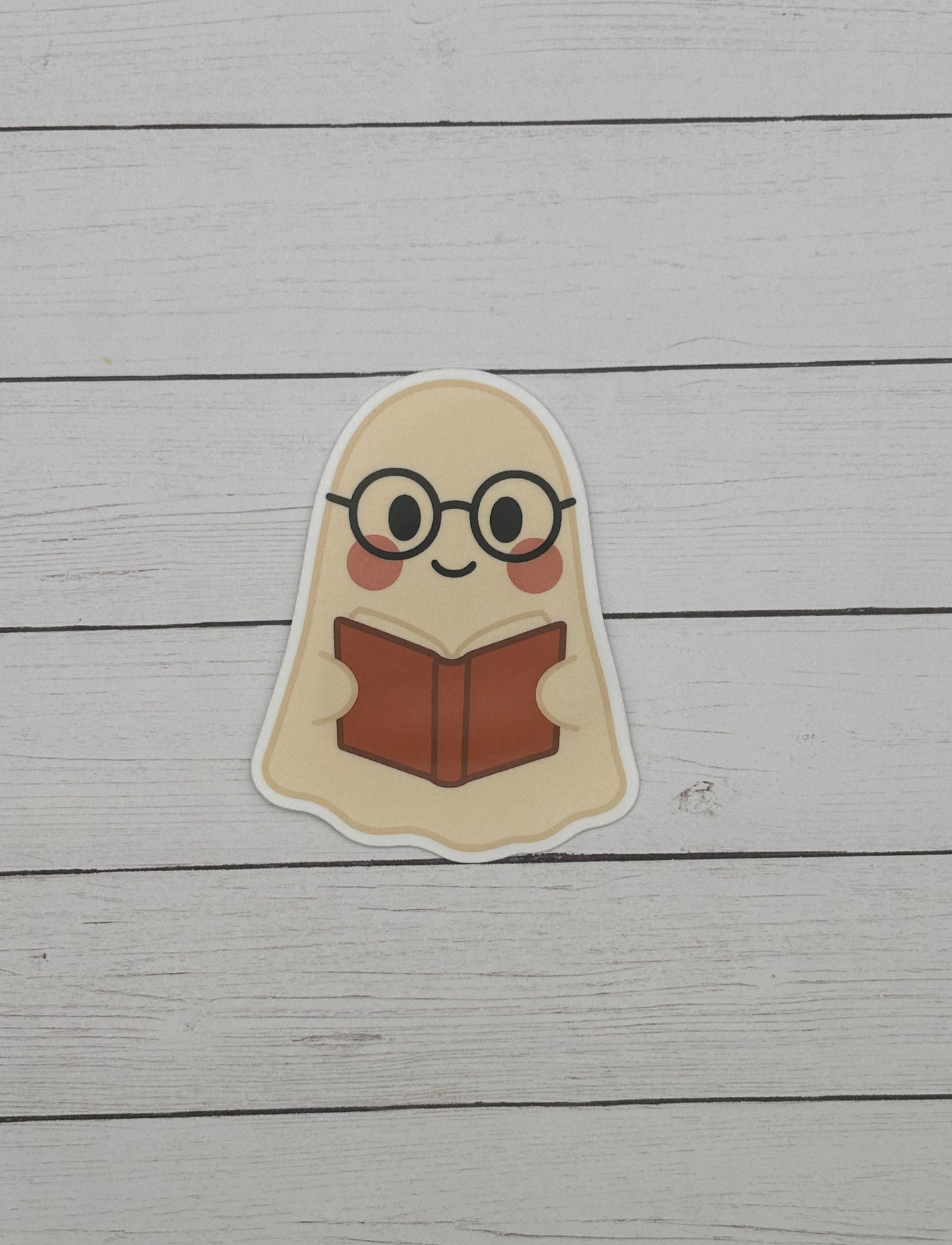 Ghost with Glasses & Book Sticker
