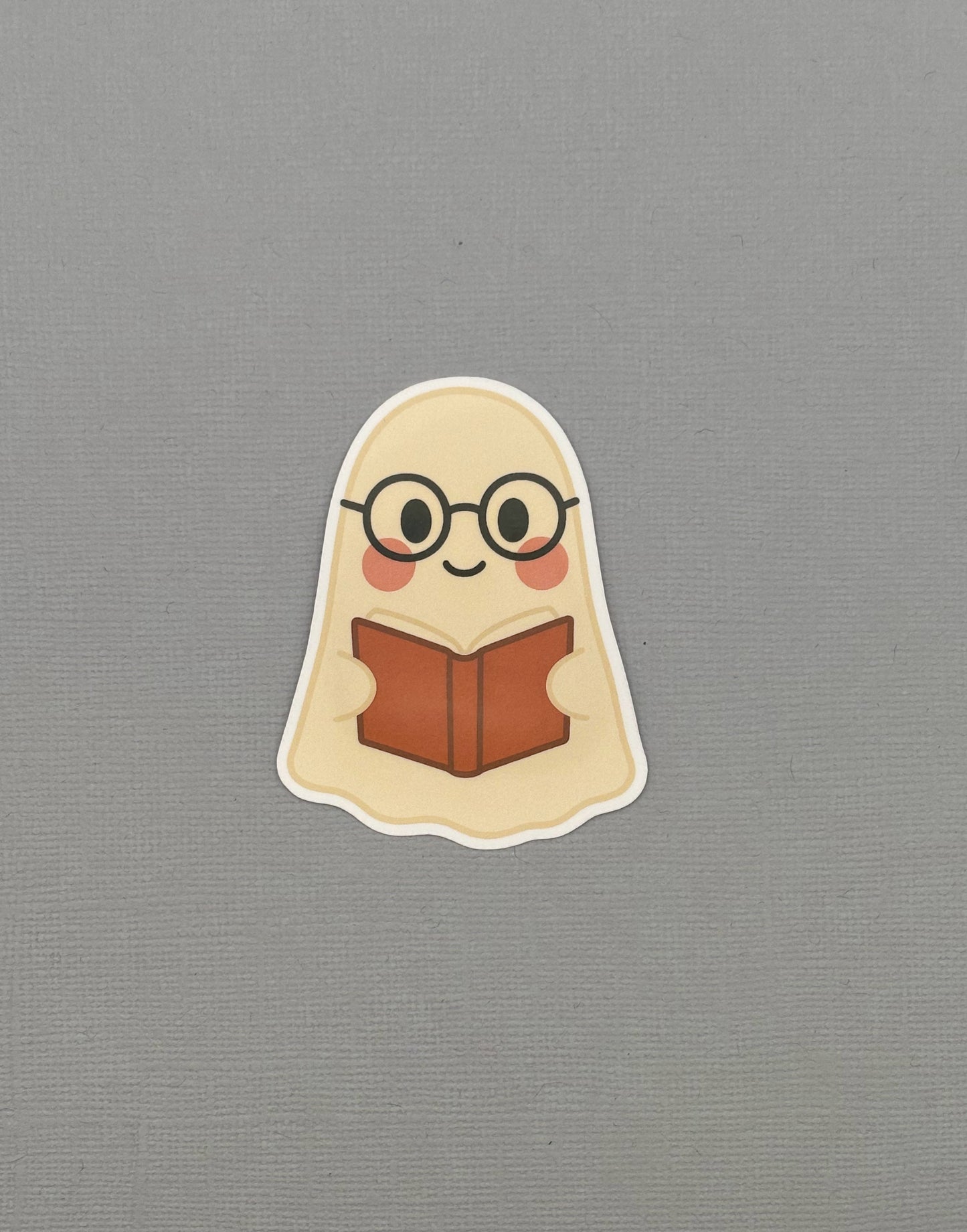 Ghost with Glasses & Book Sticker