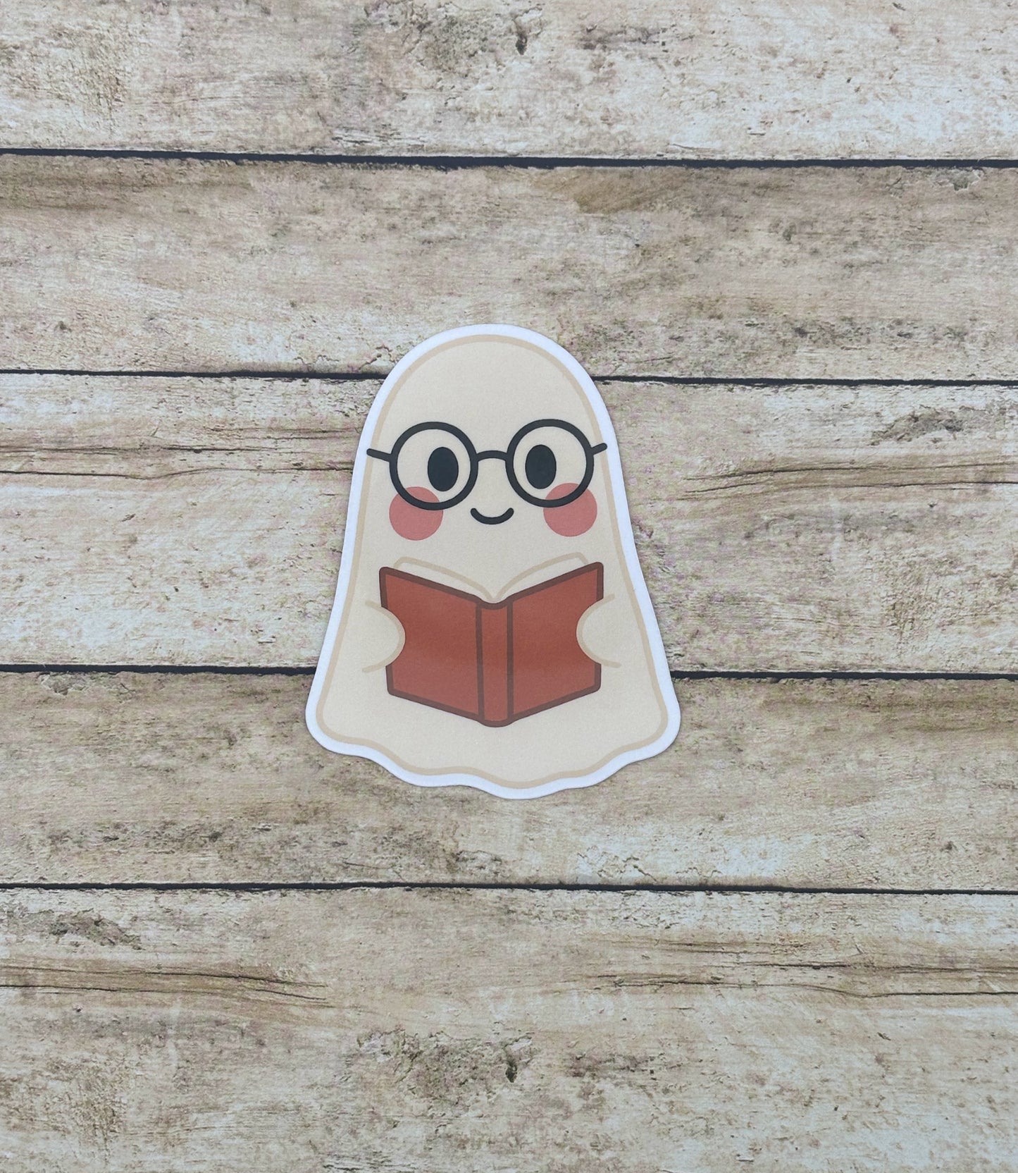 Ghost with Glasses & Book Sticker