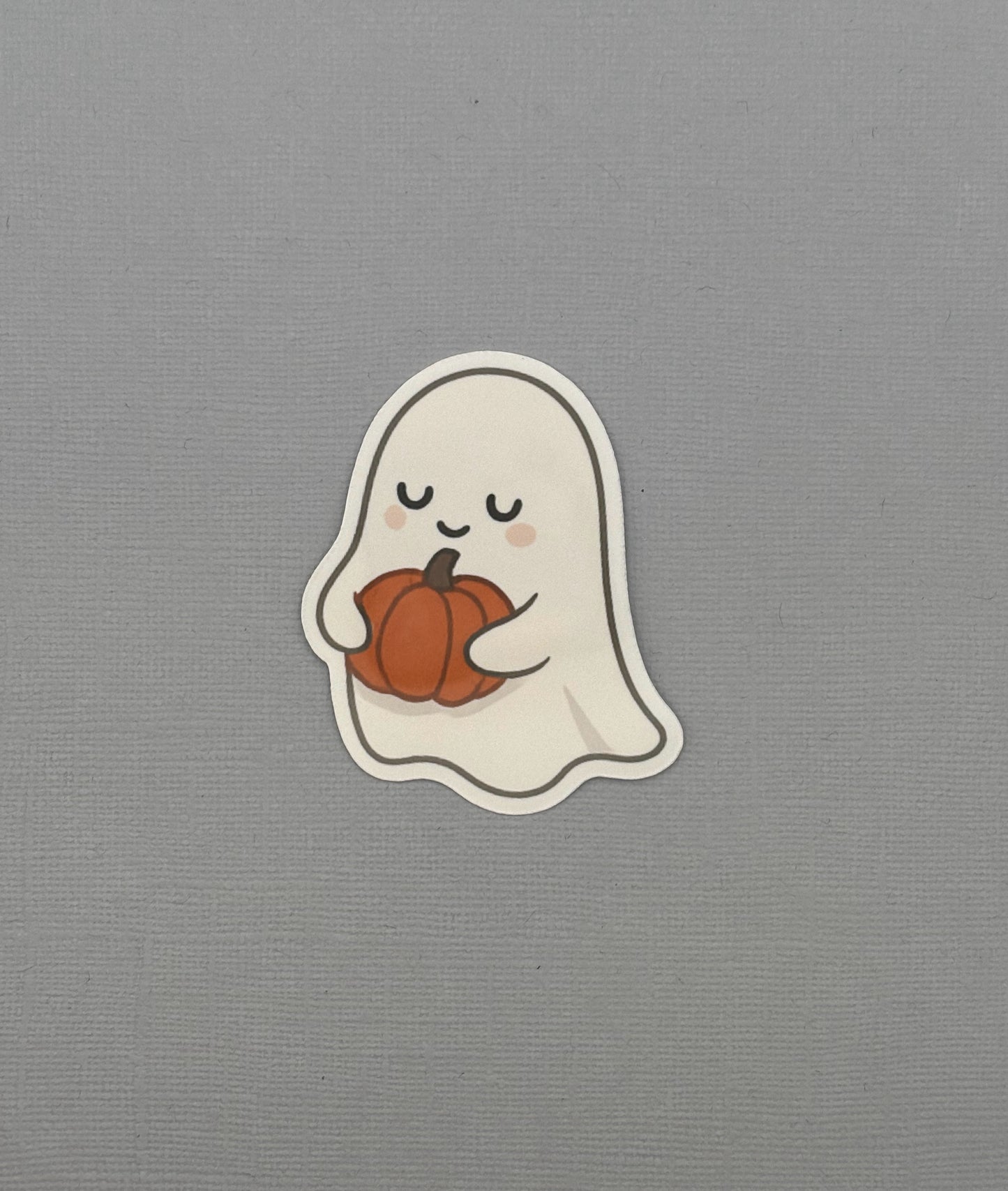 Ghost with Orange Pumpkin Sticker