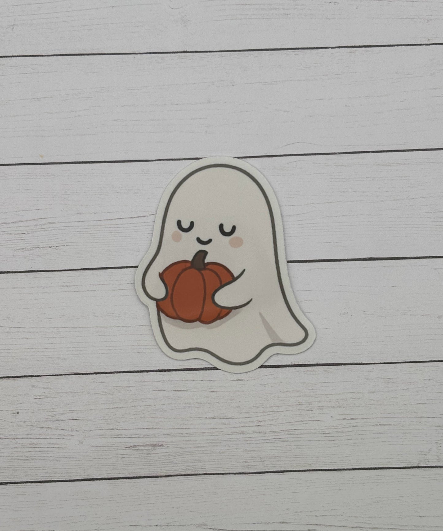 Ghost with Orange Pumpkin Sticker