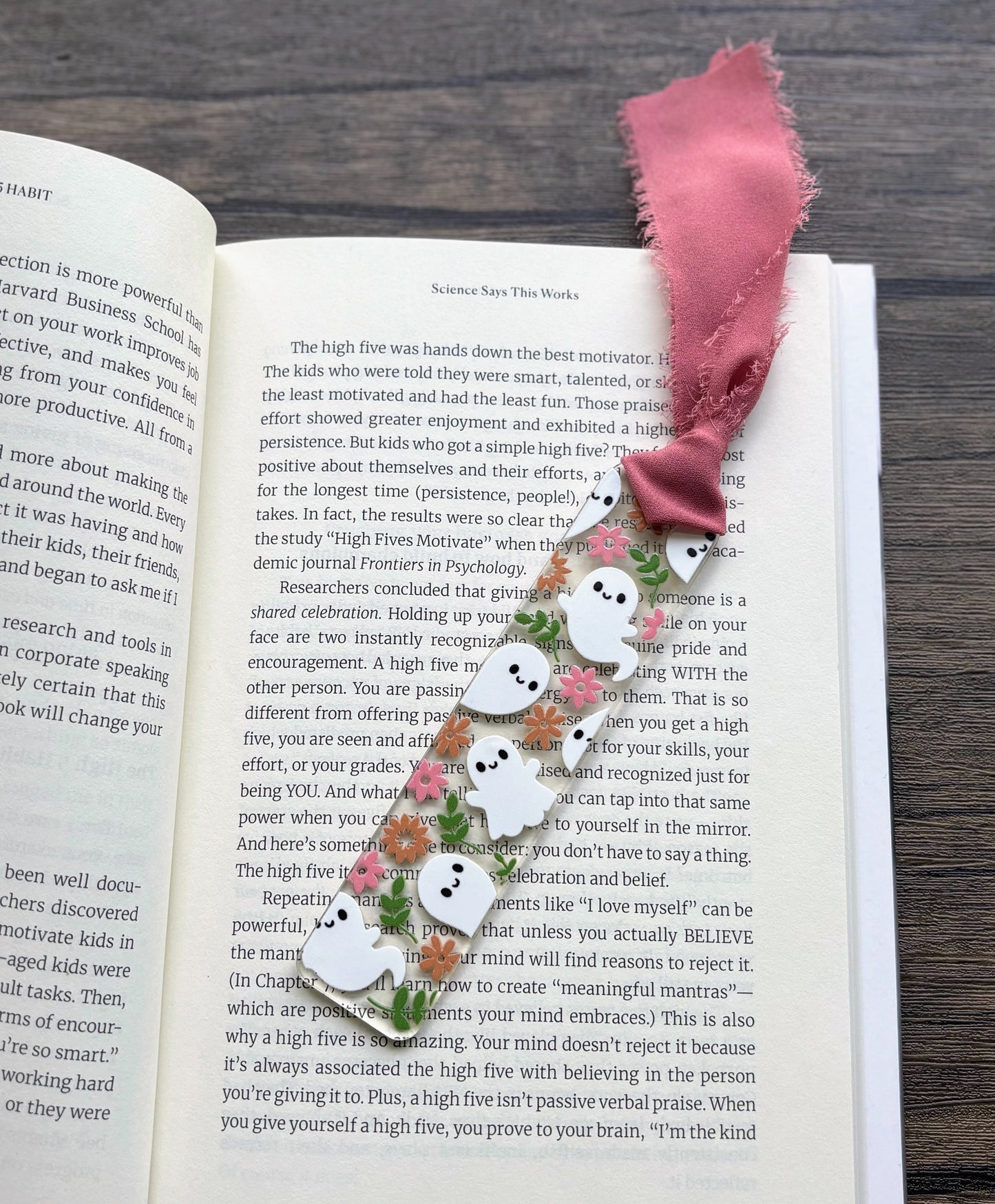 Cute Ghosts with Flowers Bookmark