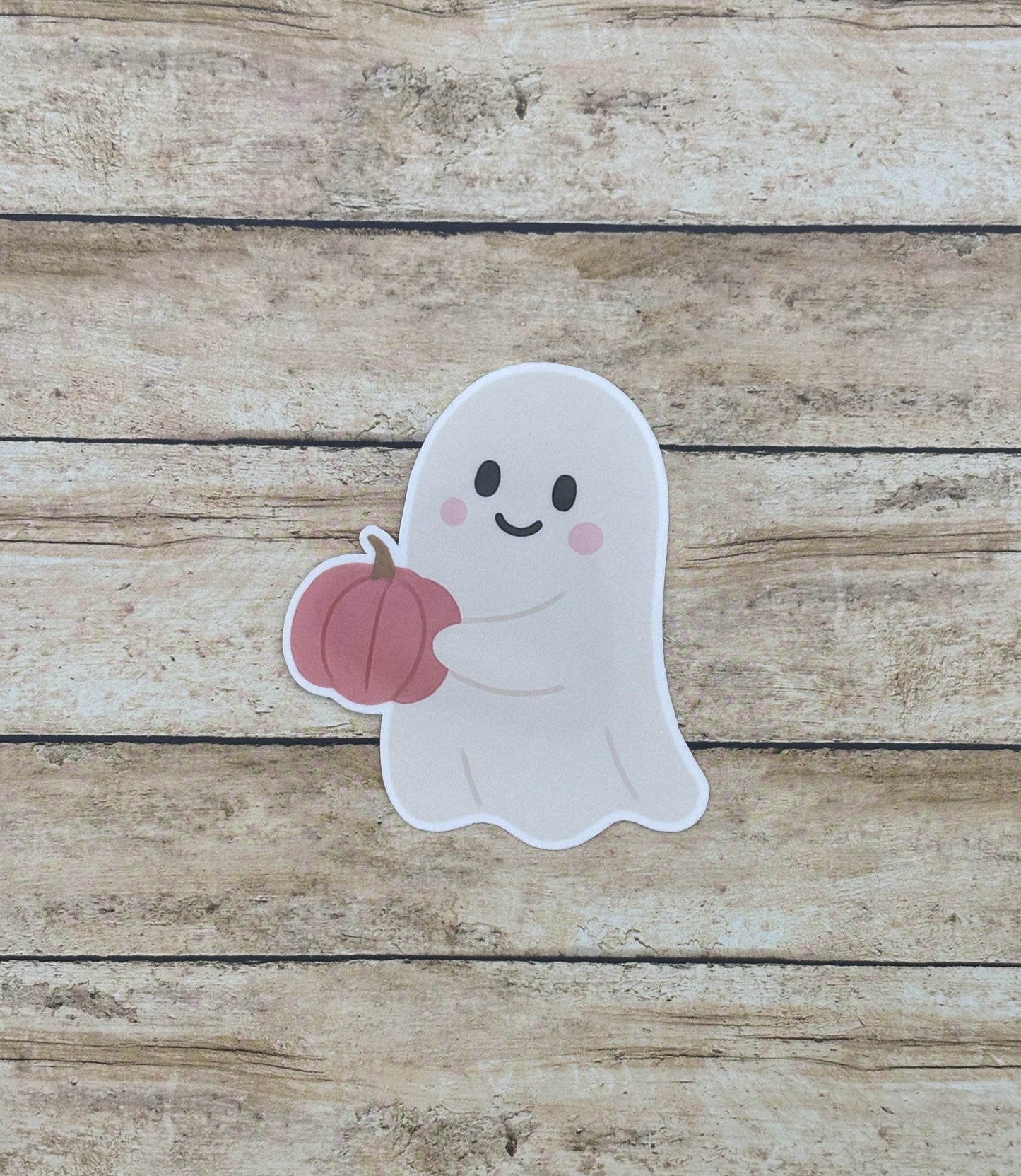 Ghost with Pink Pumpkin Sticker