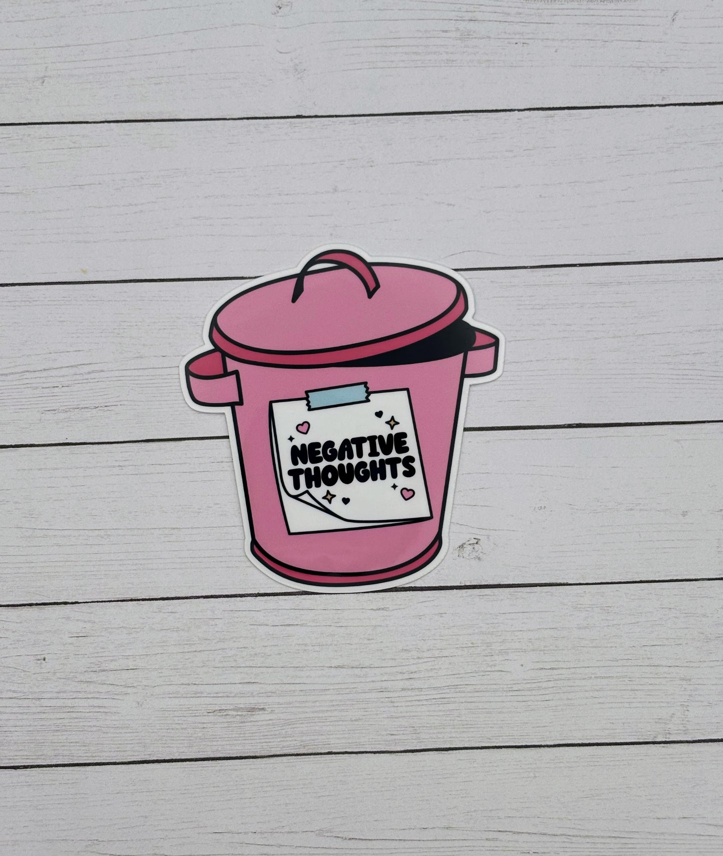 Negative Thoughts Trash Can Sticker