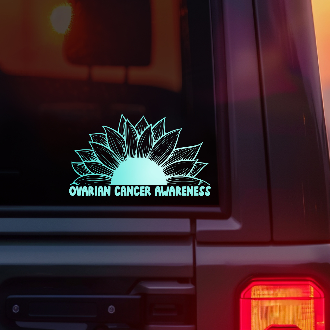 Ovarian Cancer Awareness Sunflower Car Decal