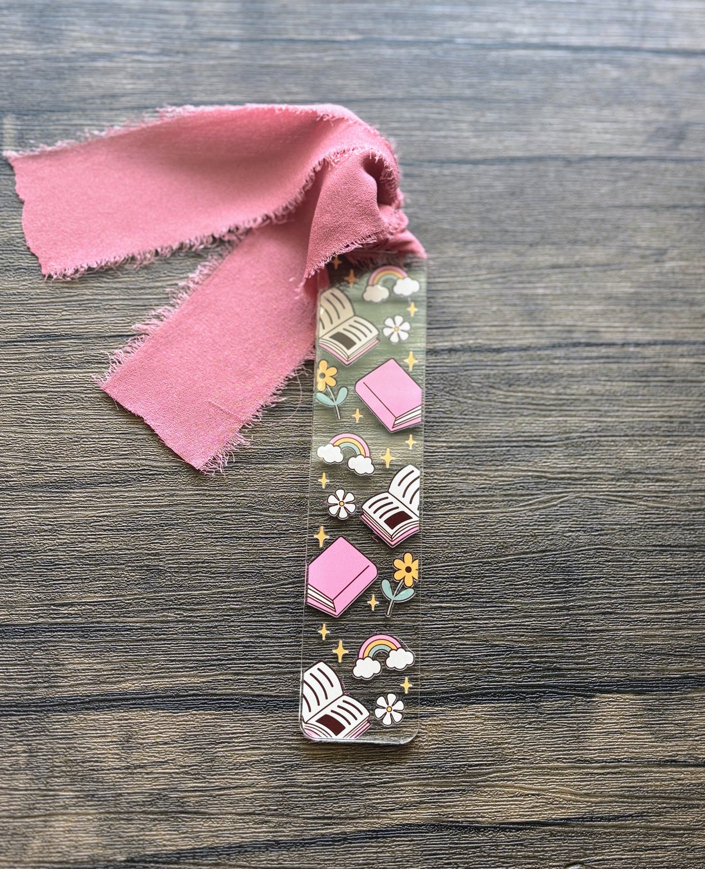 Pink Books & Rainbows Bookmark
