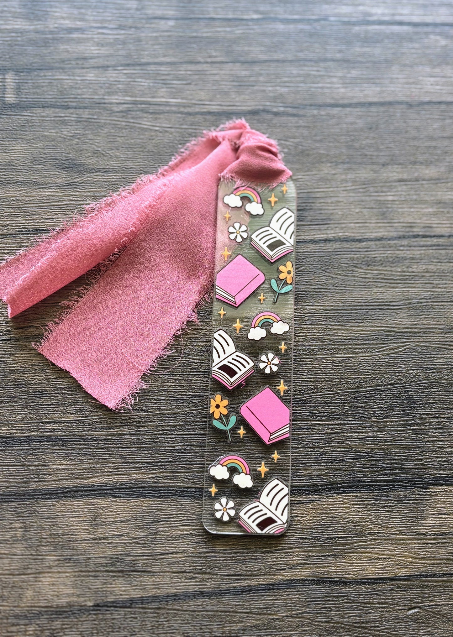 Pink Books & Rainbows Bookmark