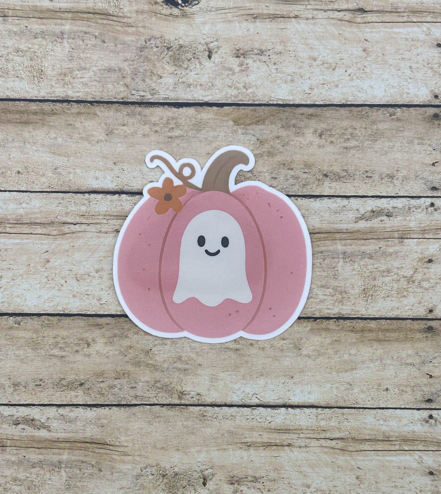 Pink Pumpkin Ghost Sticker