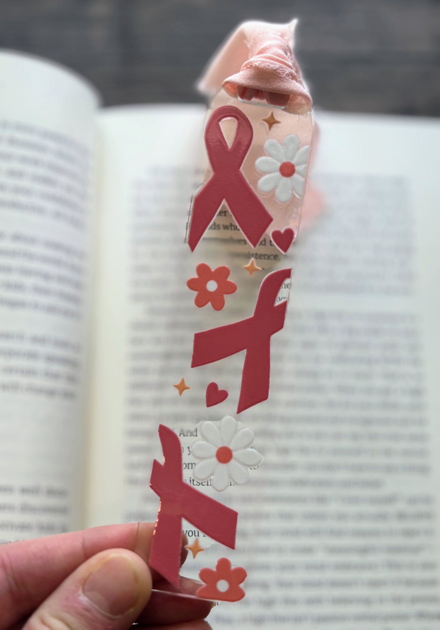 Pink Breast Cancer Awareness Ribbon Bookmark