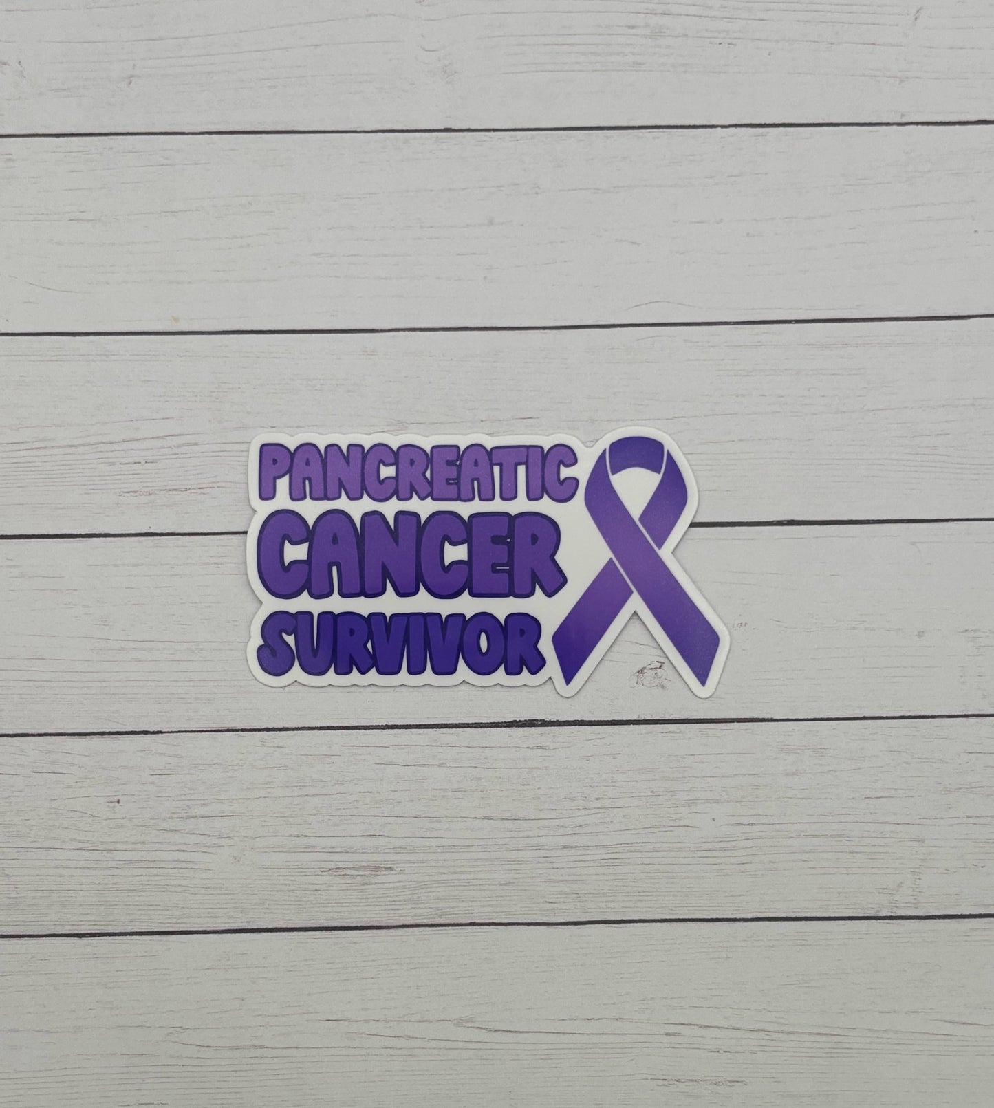 Pancreatic Cancer Survivor with Ribbon Sticker