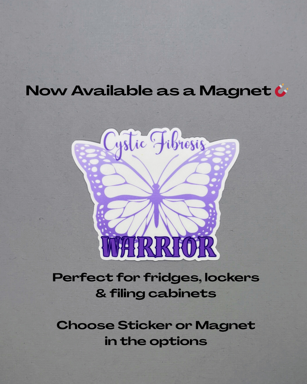 Cystic Fibrosis Warrior Butterfly Sticker or Magnet