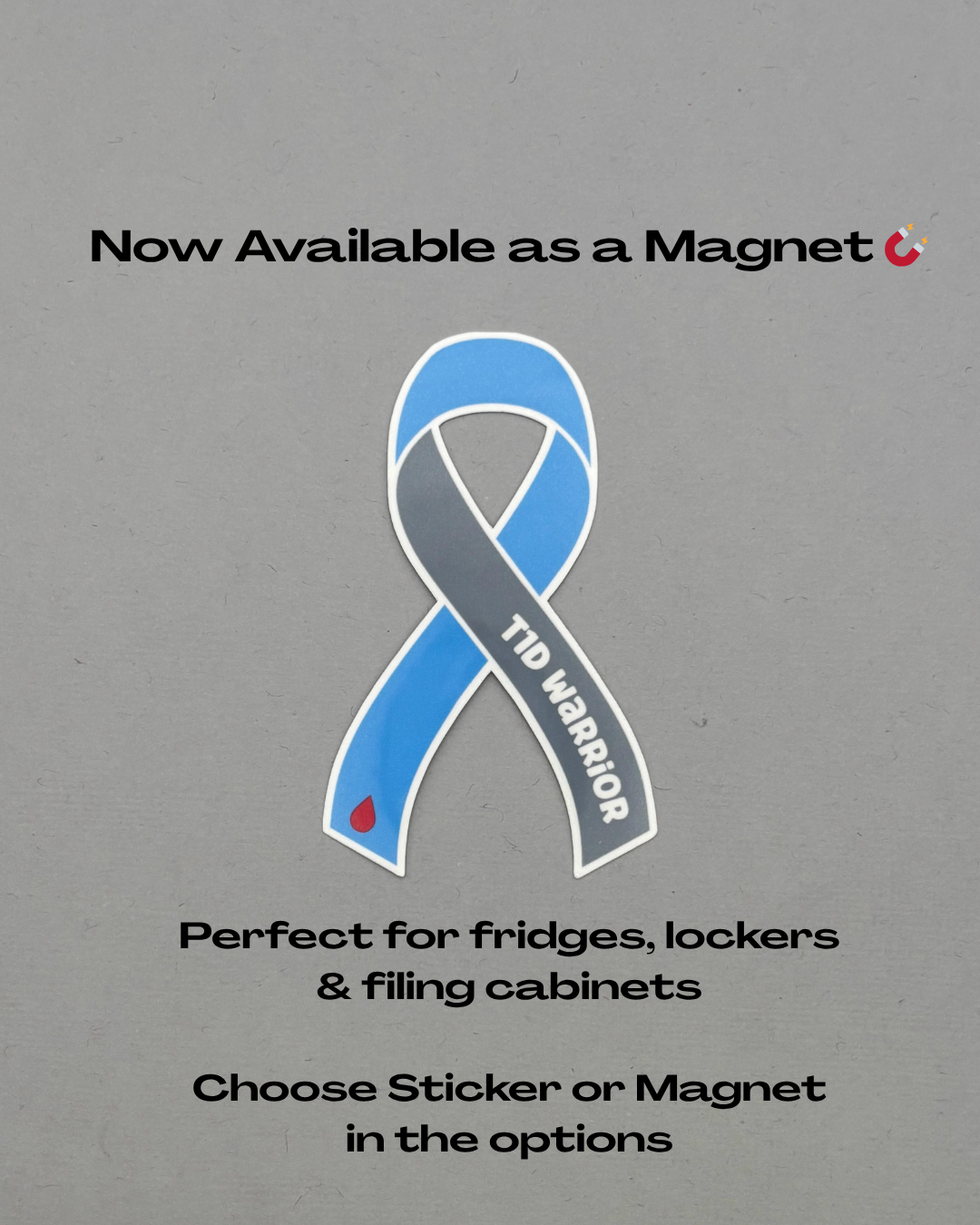 T1D Warrior Ribbon Sticker or Magnet