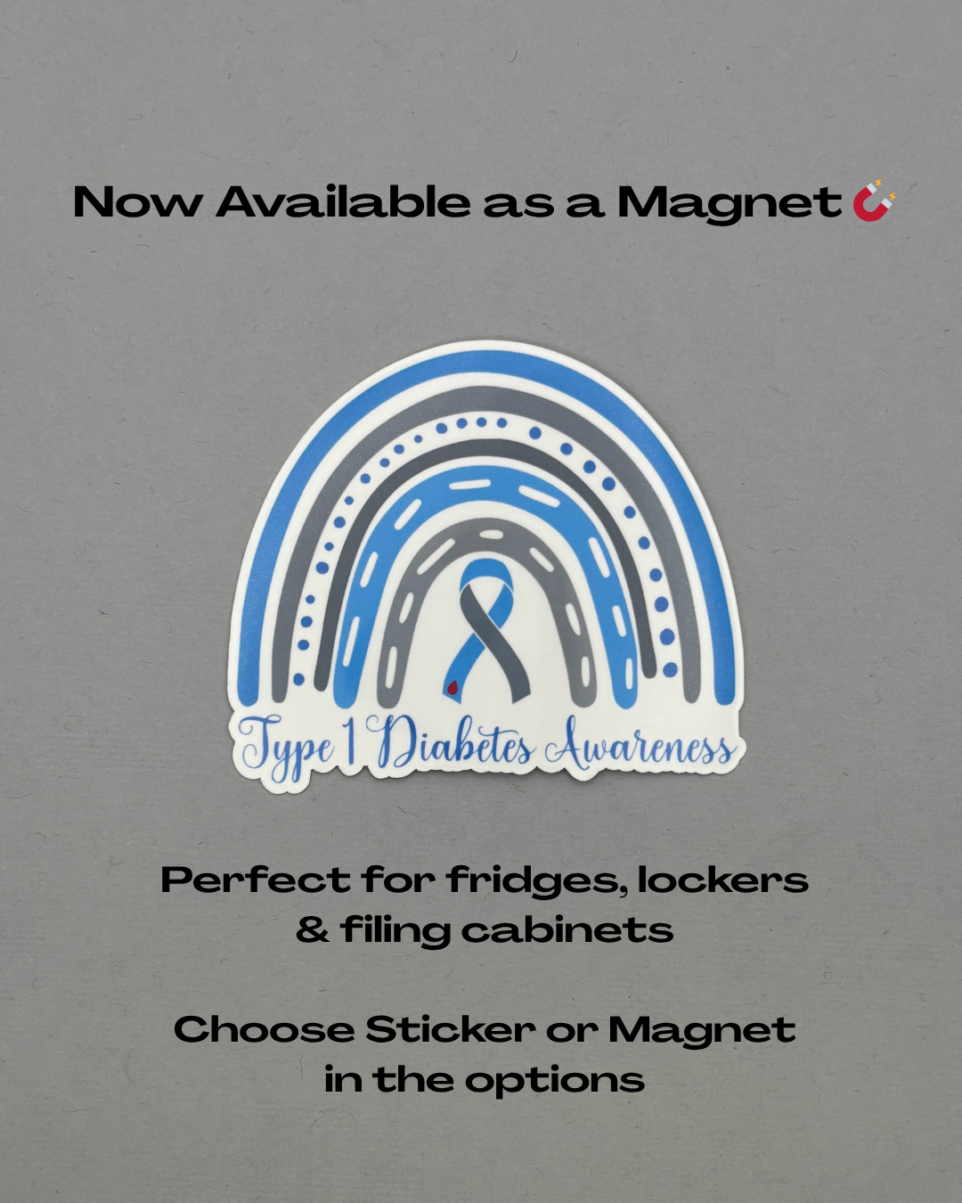 Type 1 Diabetes Awareness Rainbow Sticker or Magnet