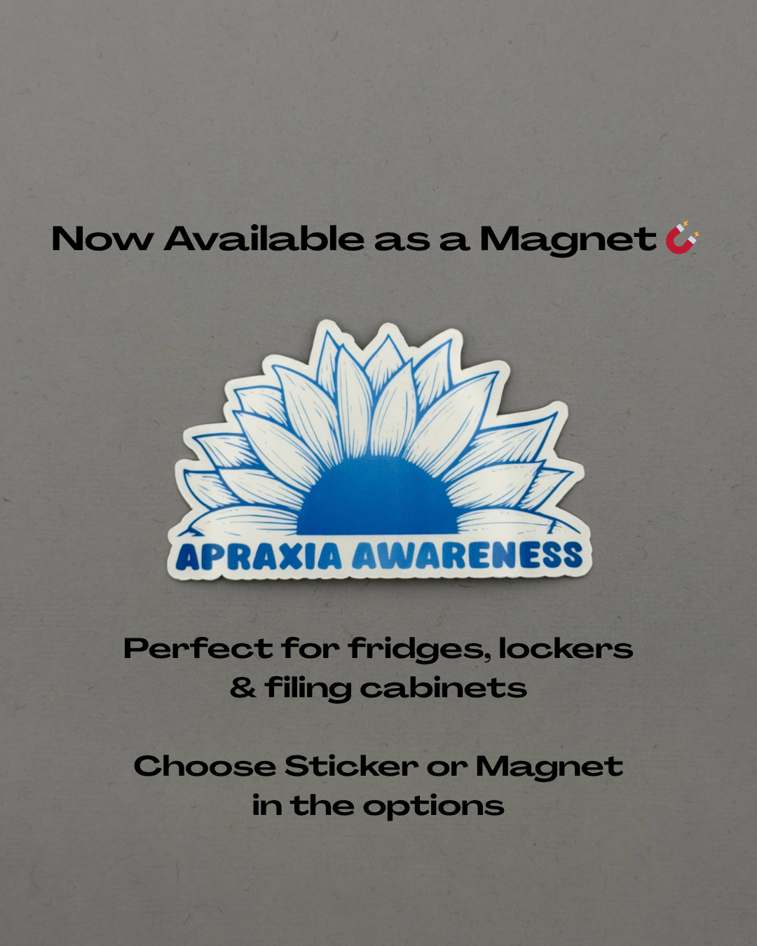 Apraxia Awareness Sunflower Sticker or Magnet
