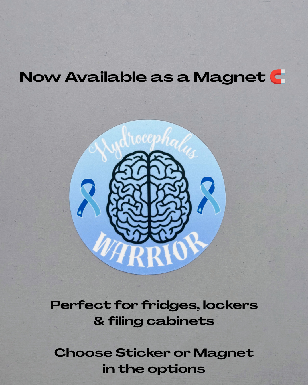 Hydrocephalus Warrior Brain Sticker or Magnet