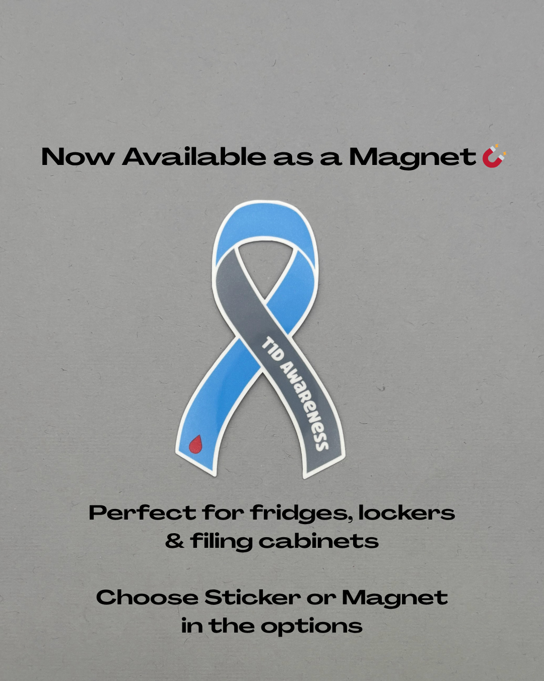 T1D Diabetes Awareness Ribbon Sticker or Magnet