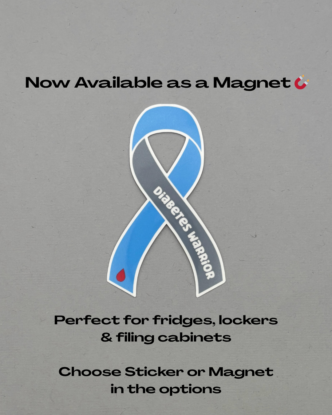 Diabetes Warrior Ribbon Sticker or Magnet