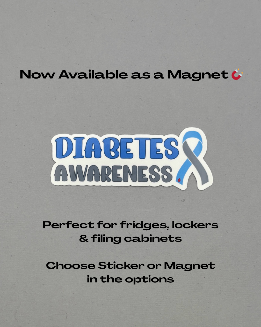 Diabetes Awareness with Ribbon Sticker or Magnet