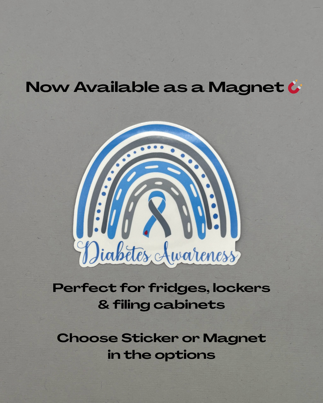 Diabetes Awareness Rainbow Sticker or Magnet