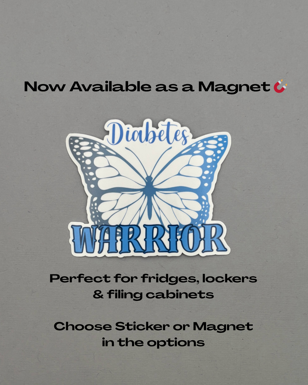 Diabetes Warrior Butterfly Sticker or Magnet