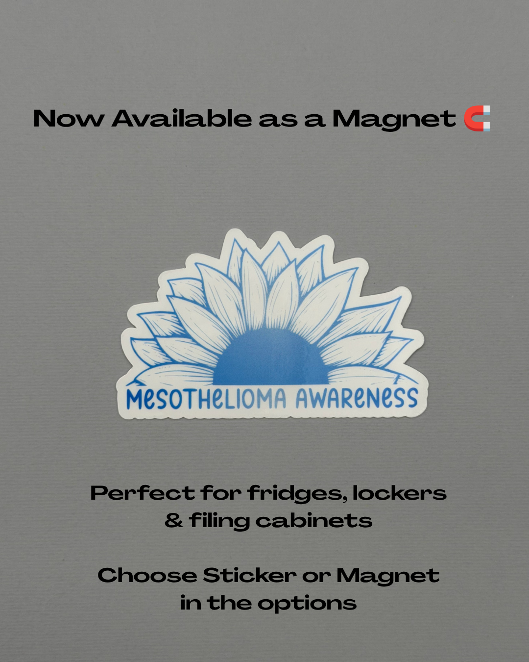 Mesothelioma Awareness Sunflower Sticker or Magnet