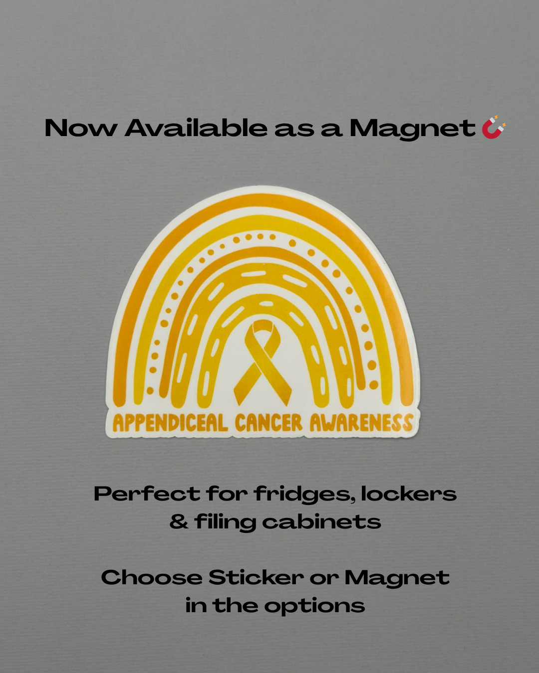 Appendiceal Cancer Awareness Rainbow Sticker or Magnet