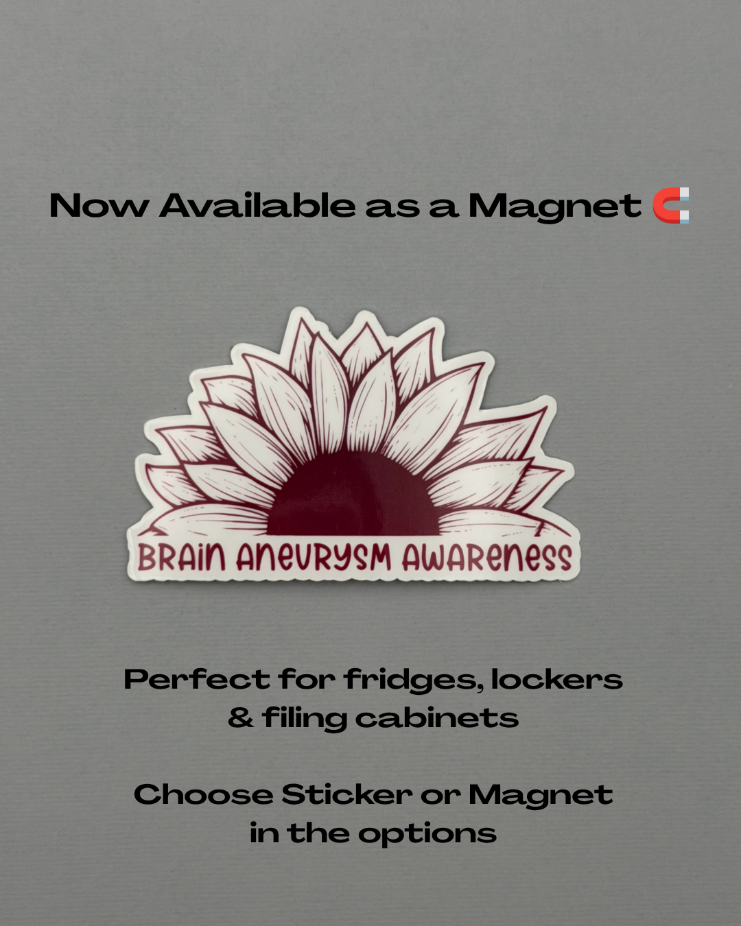 Brain Aneurysm Awareness Sunflower Sticker or Magnet