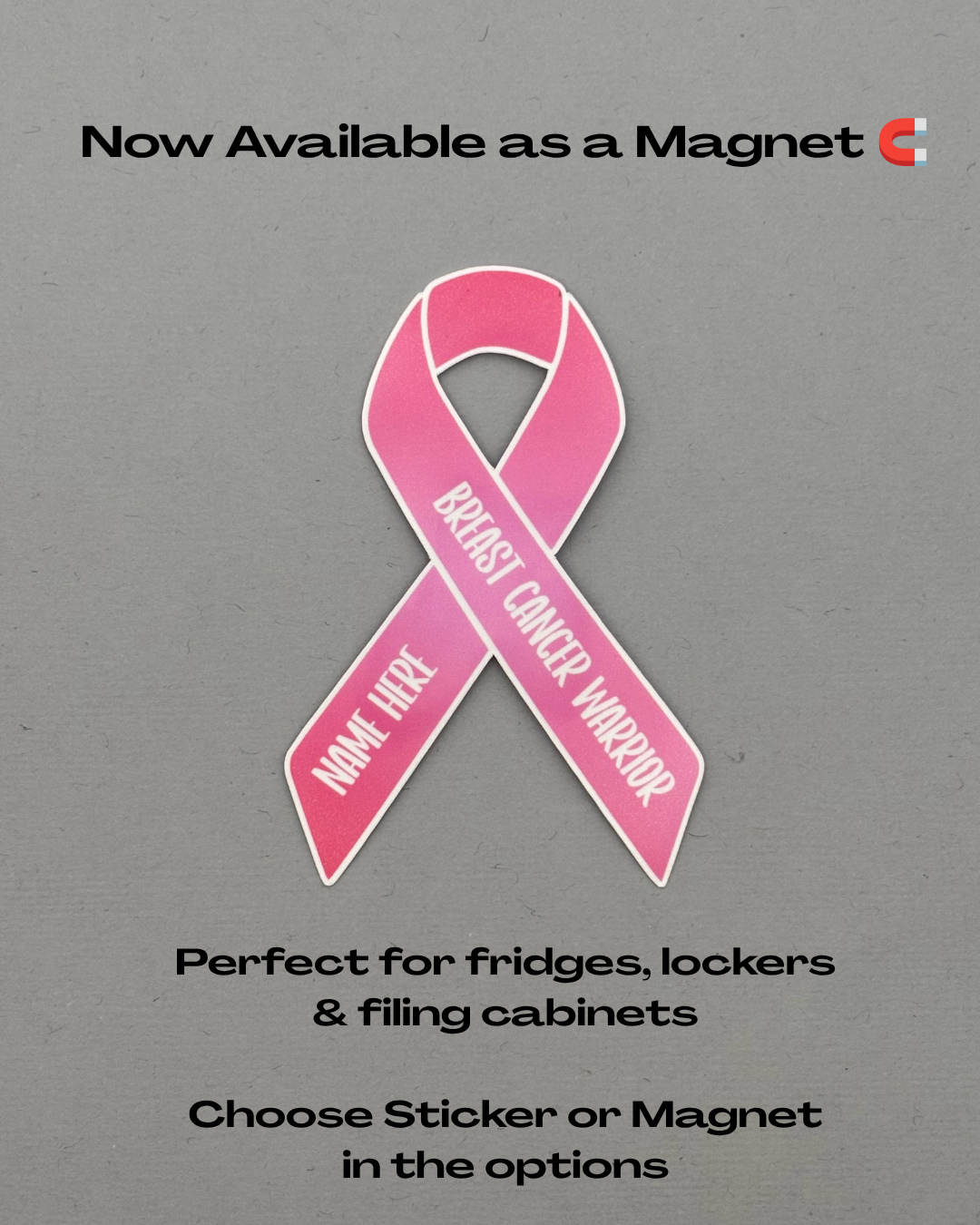 Breast Cancer Warrior Custom Ribbon Sticker or Magnet