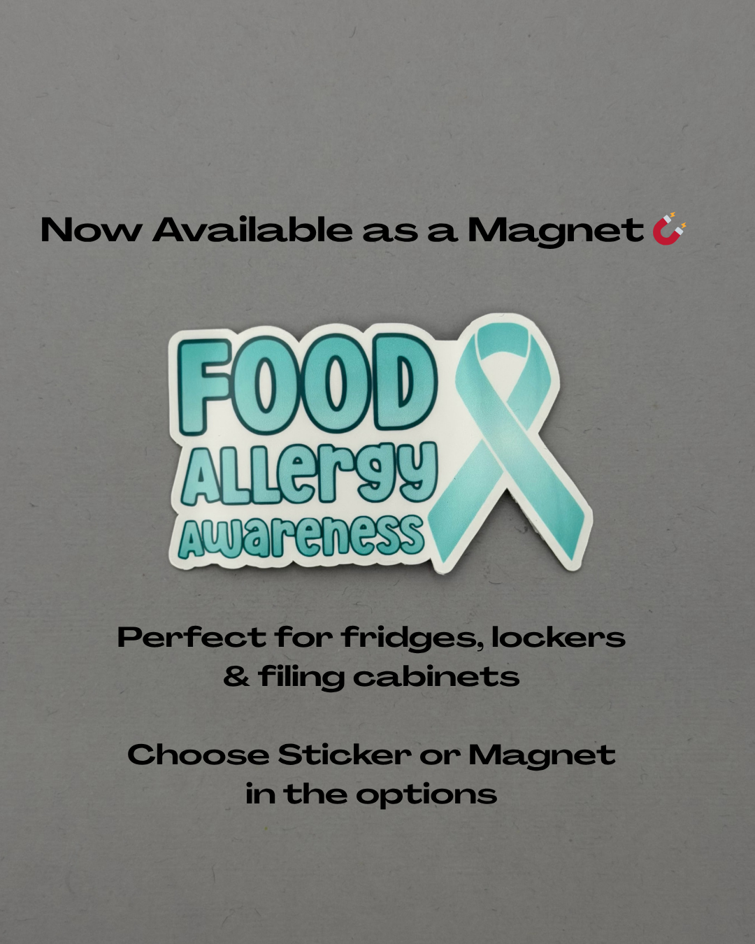 Food Allergy Awareness with Ribbon Sticker or Magnet