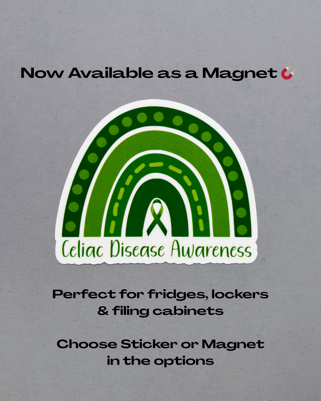 Celiac Disease Awareness Rainbow Sticker or Magnet