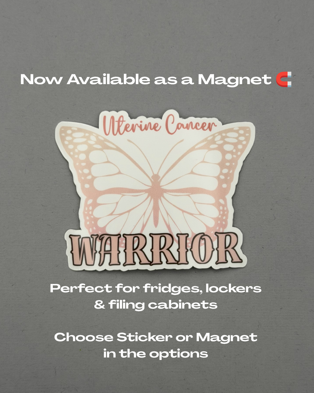 Uterine Cancer Warrior Butterfly Sticker or Magnet