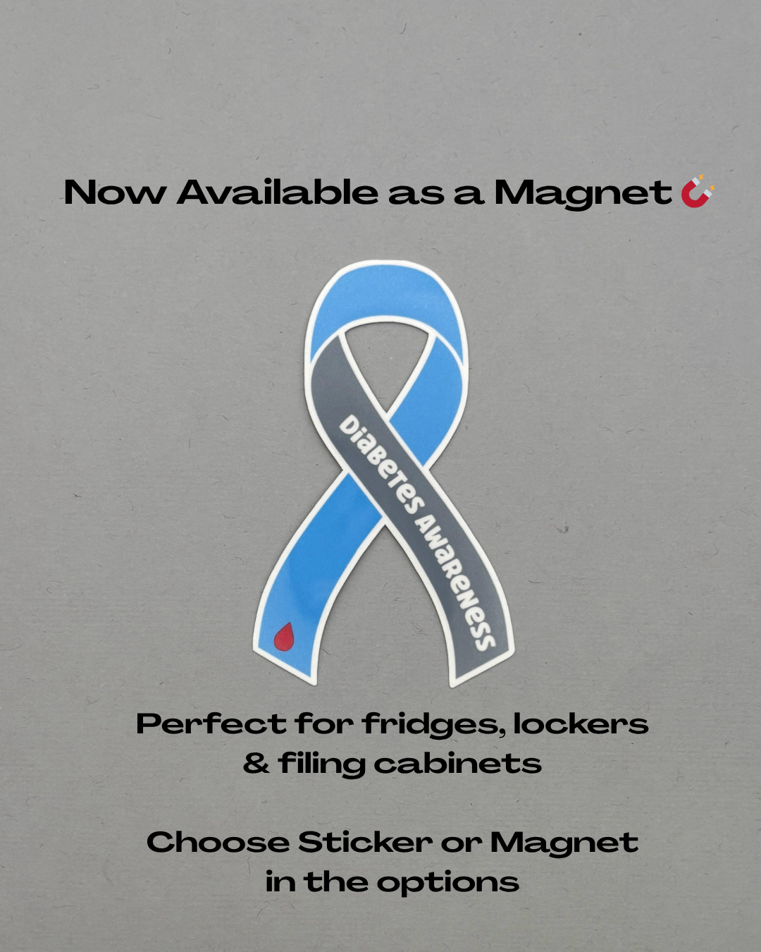 Diabetes Awareness Ribbon Sticker or Magnet