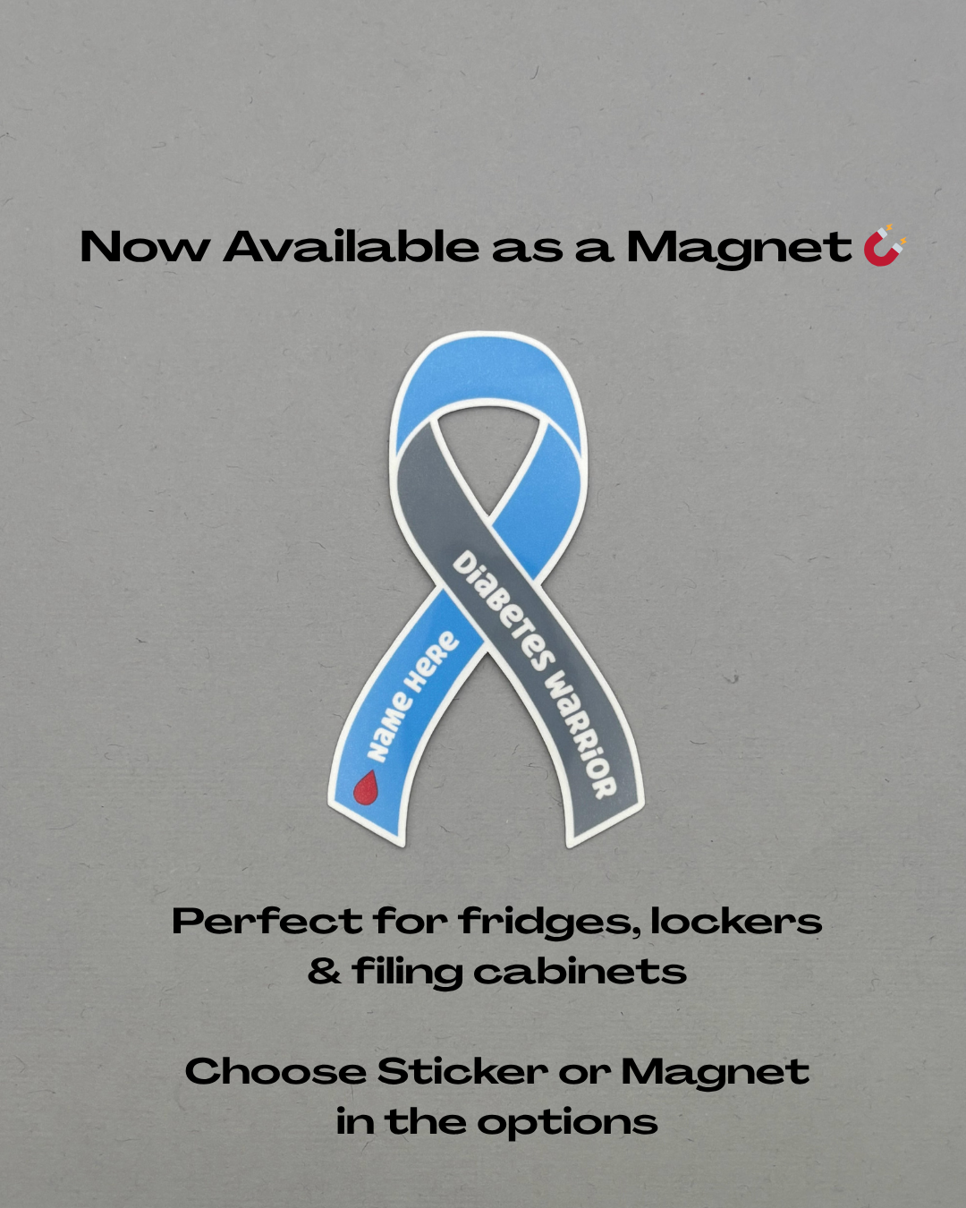 Diabetes Warrior Custom Ribbon Sticker or Magnet