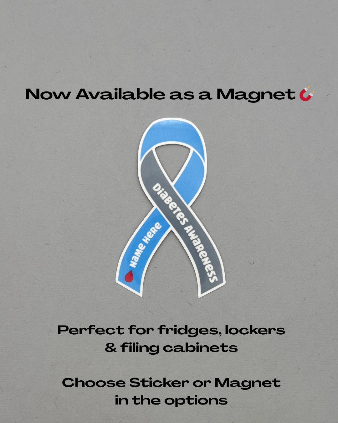 Diabetes Awareness Custom Ribbon Sticker or Magnet